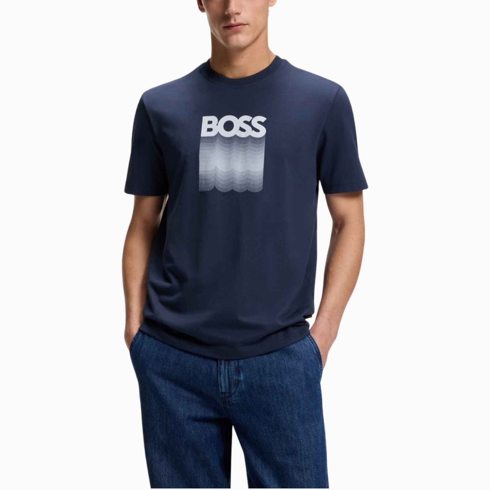 Мъжка синя тениска Boss Men T-shirt 50556009 464 Front View