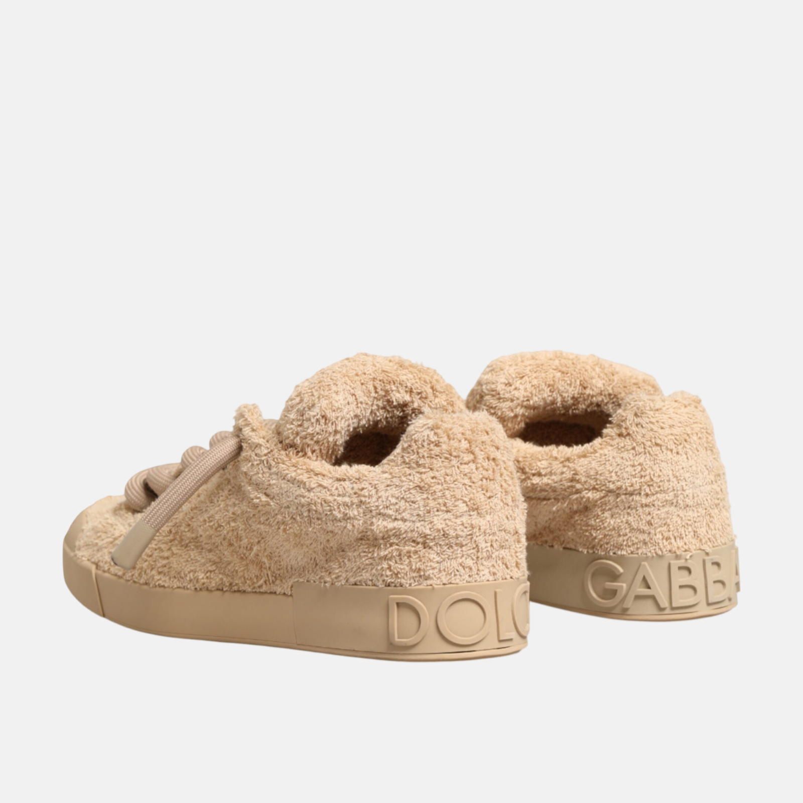 Dolce & Gabbana Faux Shearling Portofino Men Sneakers Heel View