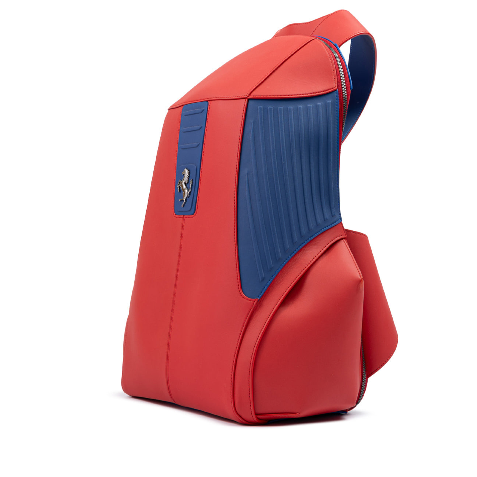Ferrari Red Leather Technical Backpack Side View