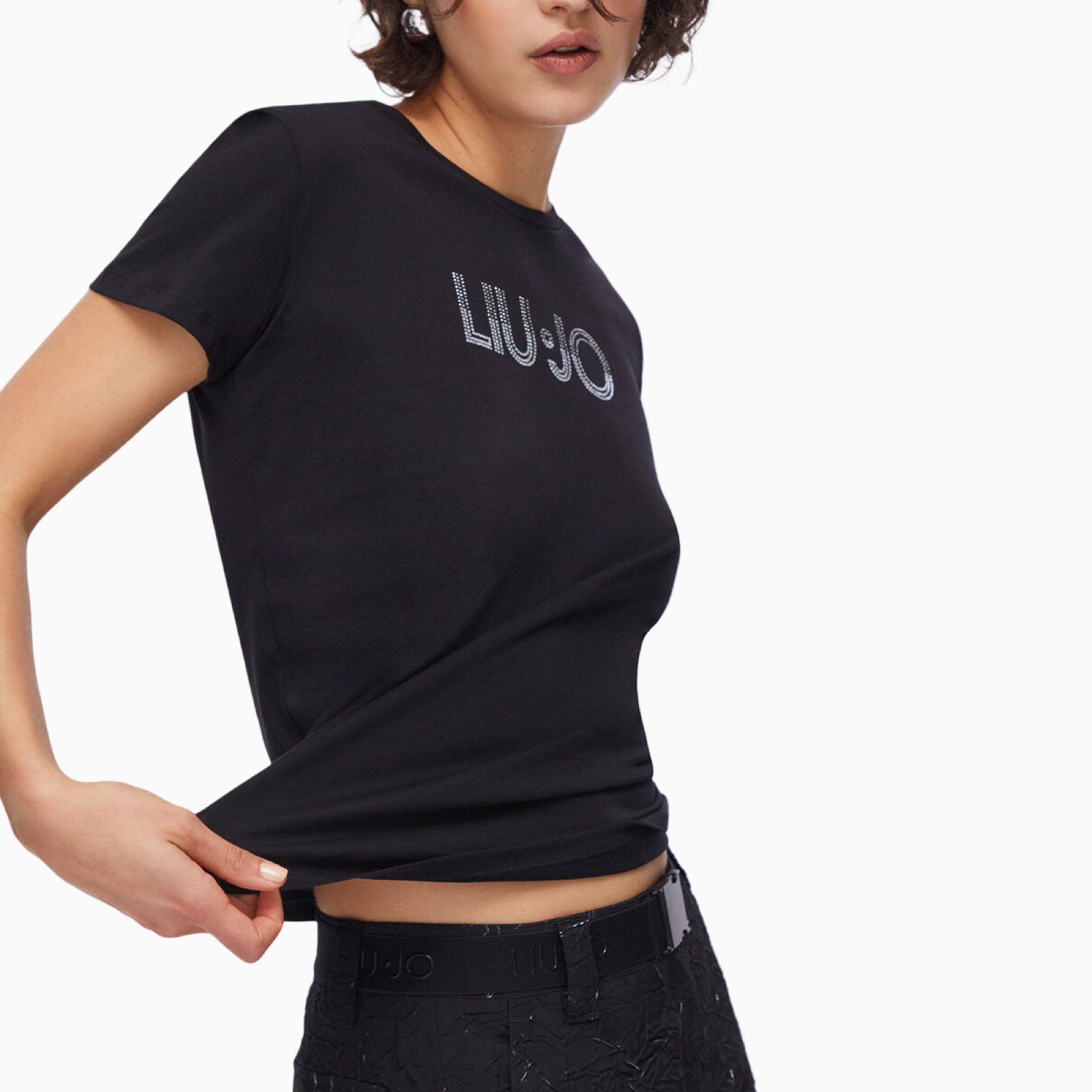 Дамска черна тениска Liu Jo Women T-shirt TA6056 JS923 W9415 Side View