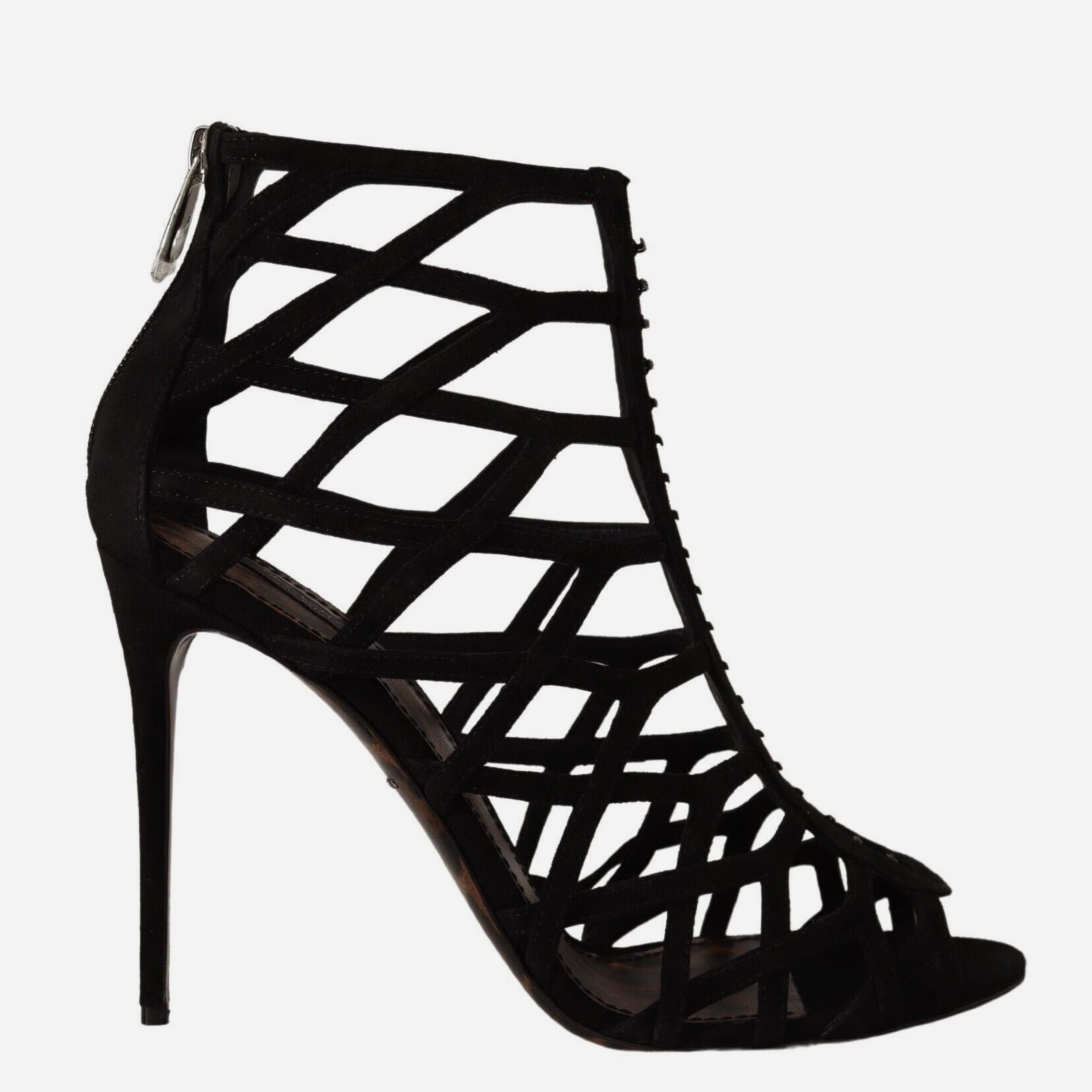 Дамски луксозни велурени сандали на висок ток в черно DOLCE & GABBANA
Women’s Luxury Black Suede Heels Sandals