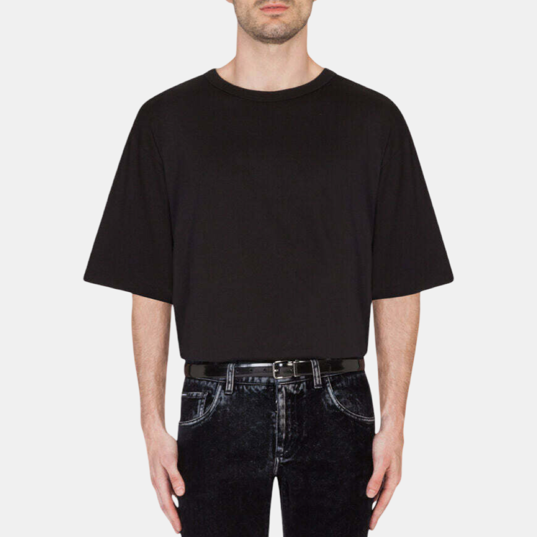 Dolce & Gabbana Black Logo Embossed Crew Neck Short Sleeves T-shirt