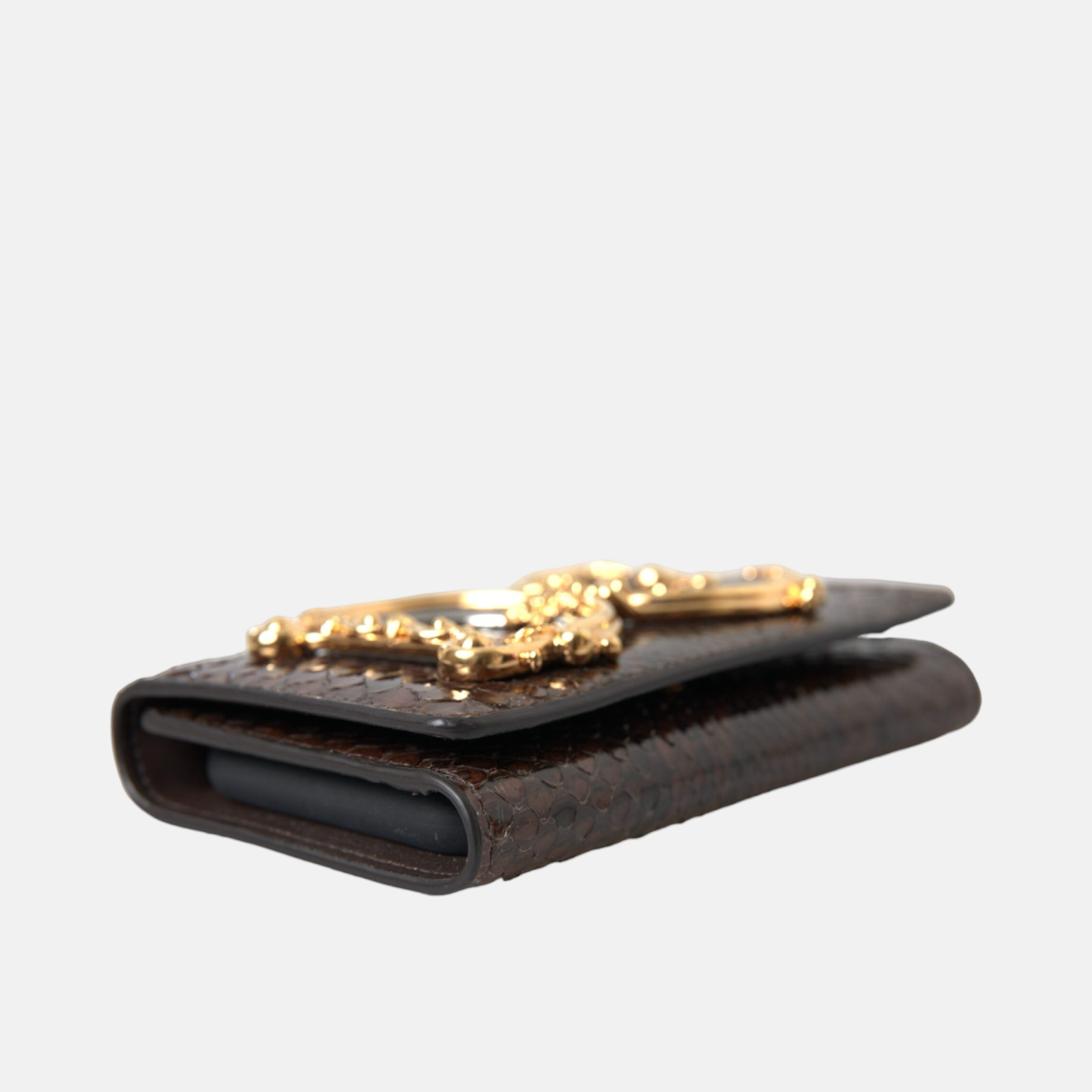 Dolce & Gabbana Brown Python Leather DG Girls Crossbody Phone Bag
