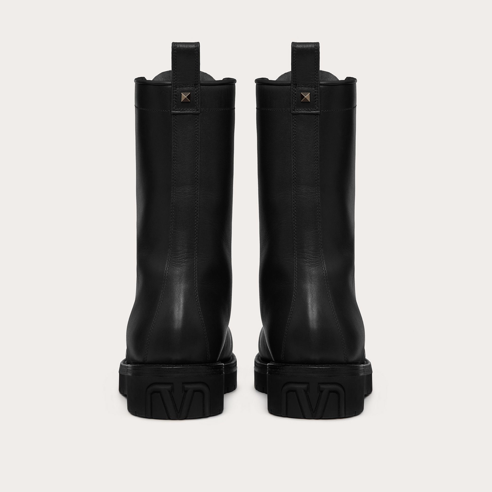 Valentino Garavani Combat Leather Boots Heel View