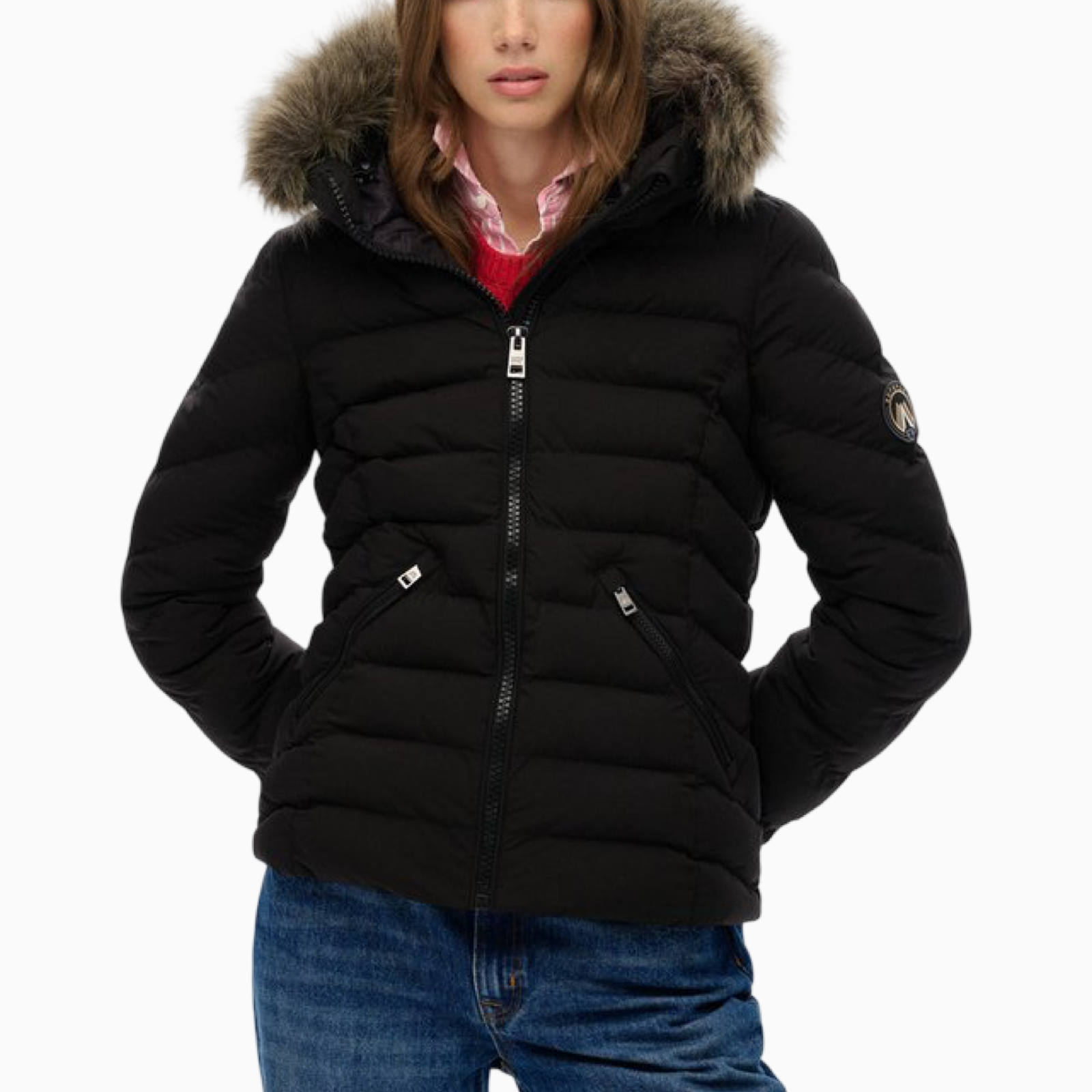 Дамско черно яке Superdry Women Jacket W5012000A Front View
