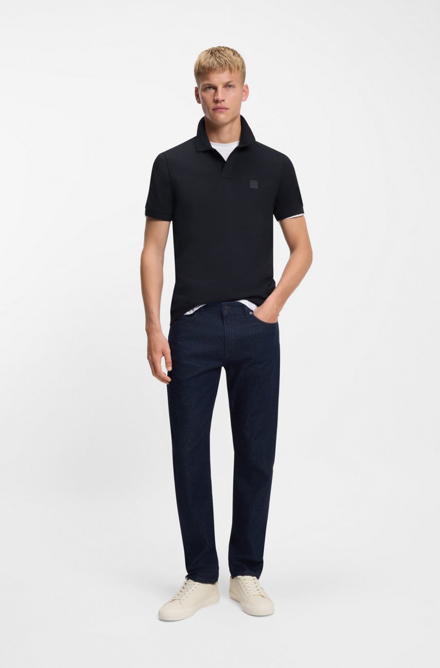 Мъжка поло тениска Men’s Stretch-ccotton slim-fit polo shirt Hugo Boss Passenger 50507803 Black Front view