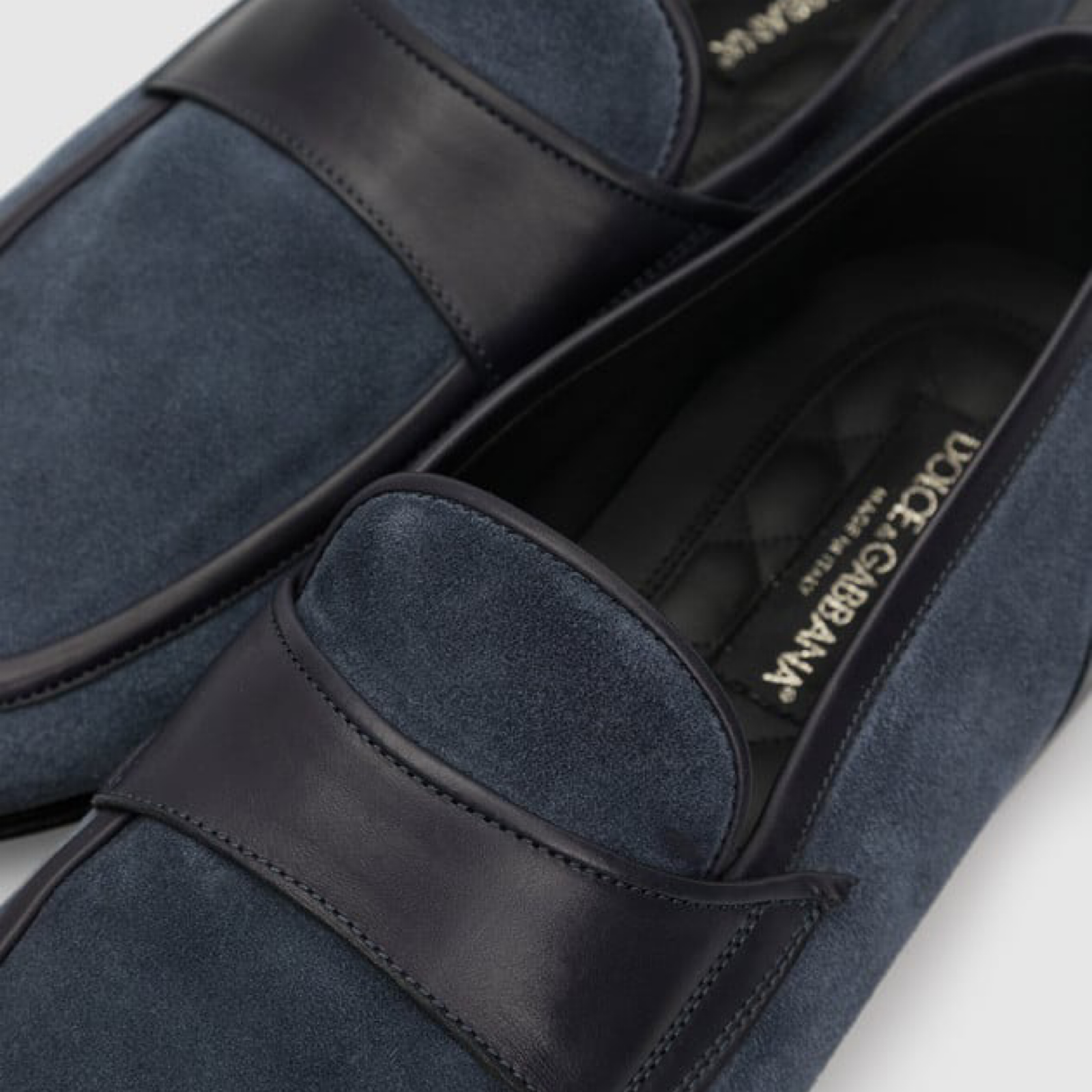 Мъжки сини мокасини Dolce & Gabbana A50351 AX934 Blue Suede Leather Men Loafers Close-Up