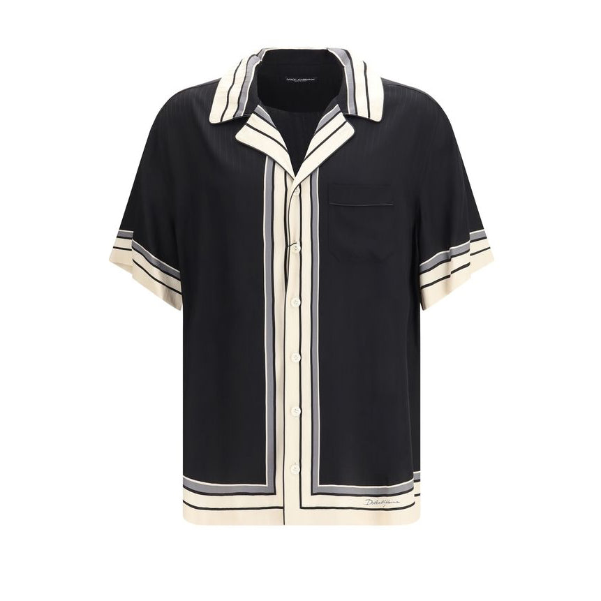 Dolce & Gabbana Silk Short Sleeve Shirt G5LH3THI11THN5WH Front View