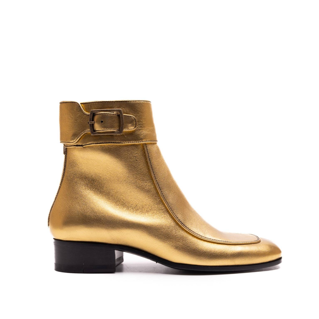 SAINT LAUREN Mile 30 Metallic Leather Boots
