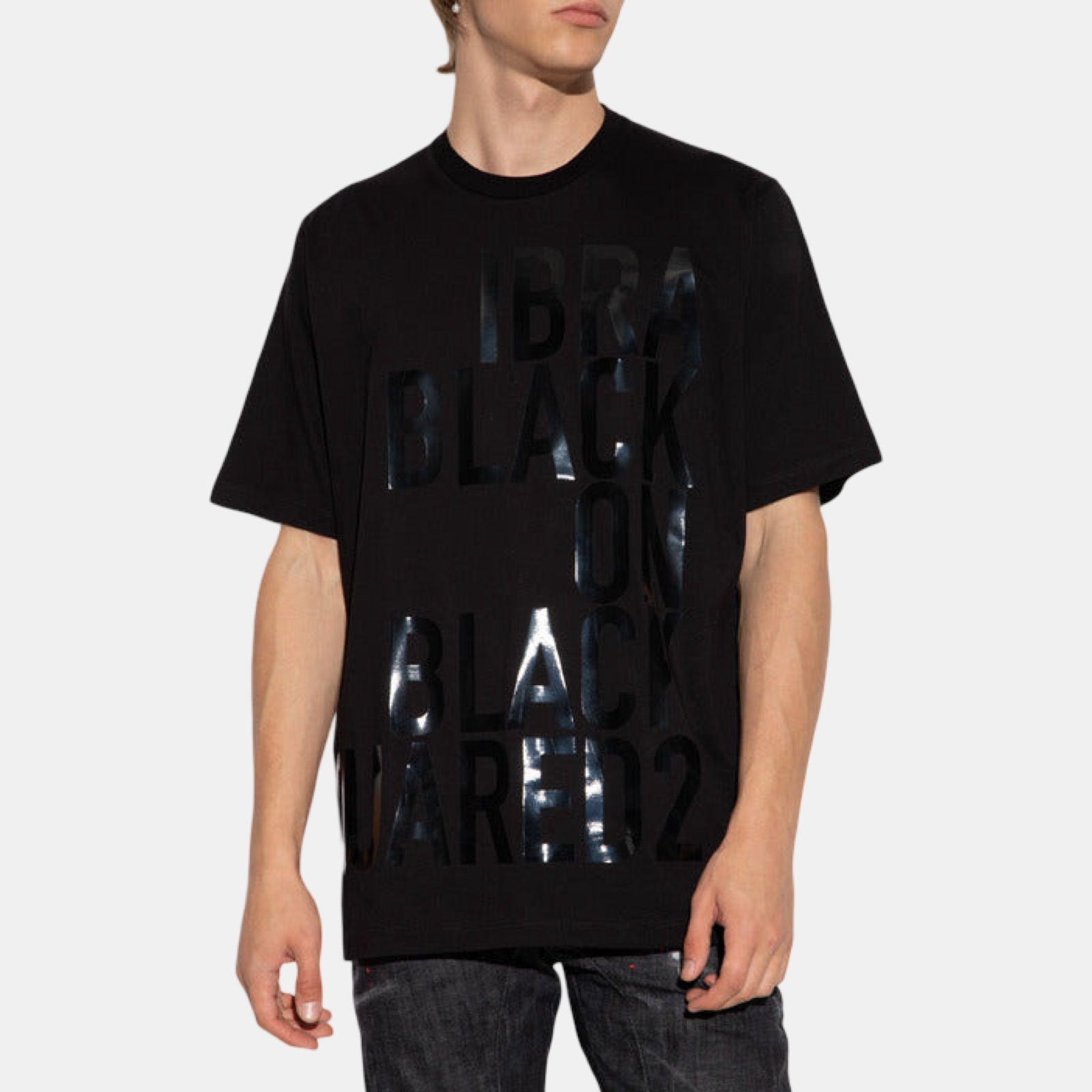 Мъжка черна тениска Dsquared2 x Ibrahimović Men T-Shirt Side View