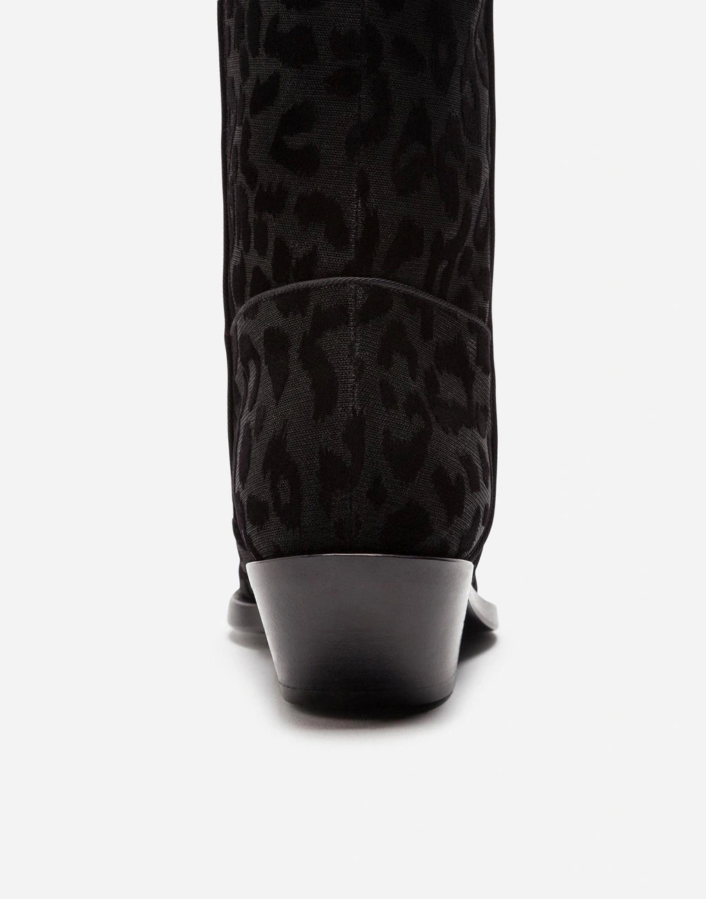 Дамски каубойски ботуши Dolce & Gabbana Women Black Gray Leopard Cowboy Boots в черно и сиво