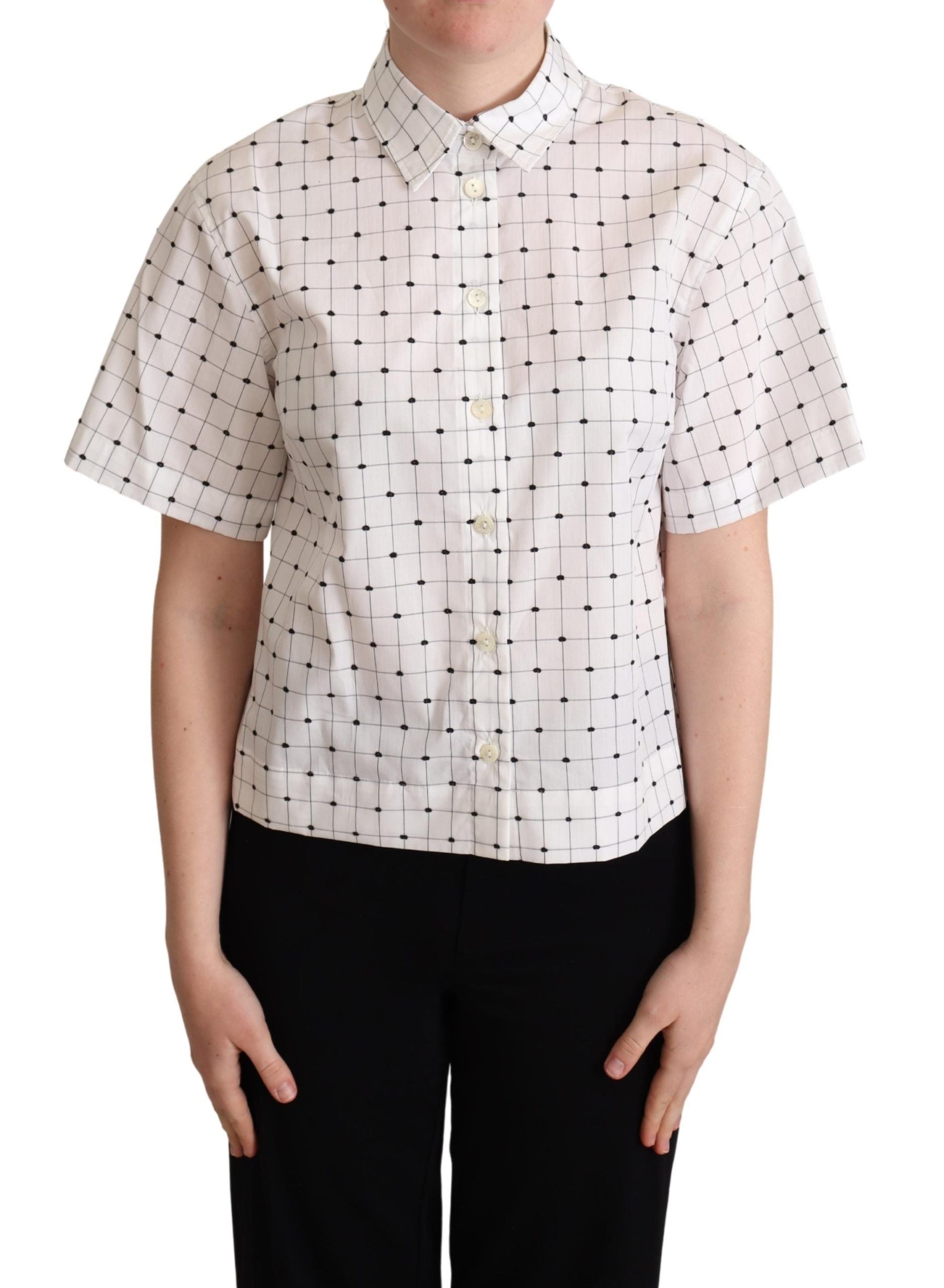 Dolce & Gabbana Chic Monochrome Polo Top на точки