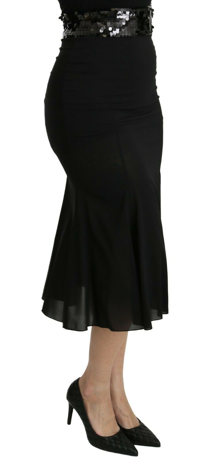 Dolce & Gabbana Chic черна копринена пола с висока талия