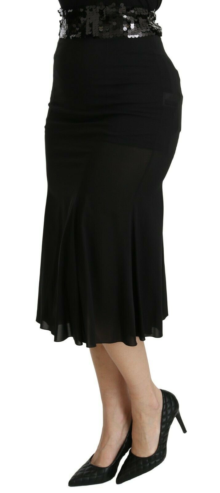 Dolce & Gabbana Chic черна копринена пола с висока талия