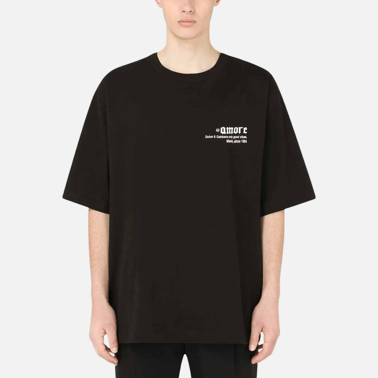 Мъжка черна тениска Dolce & Gabbana Good Vibes Men T-shirt G8MY9Z HU7F0