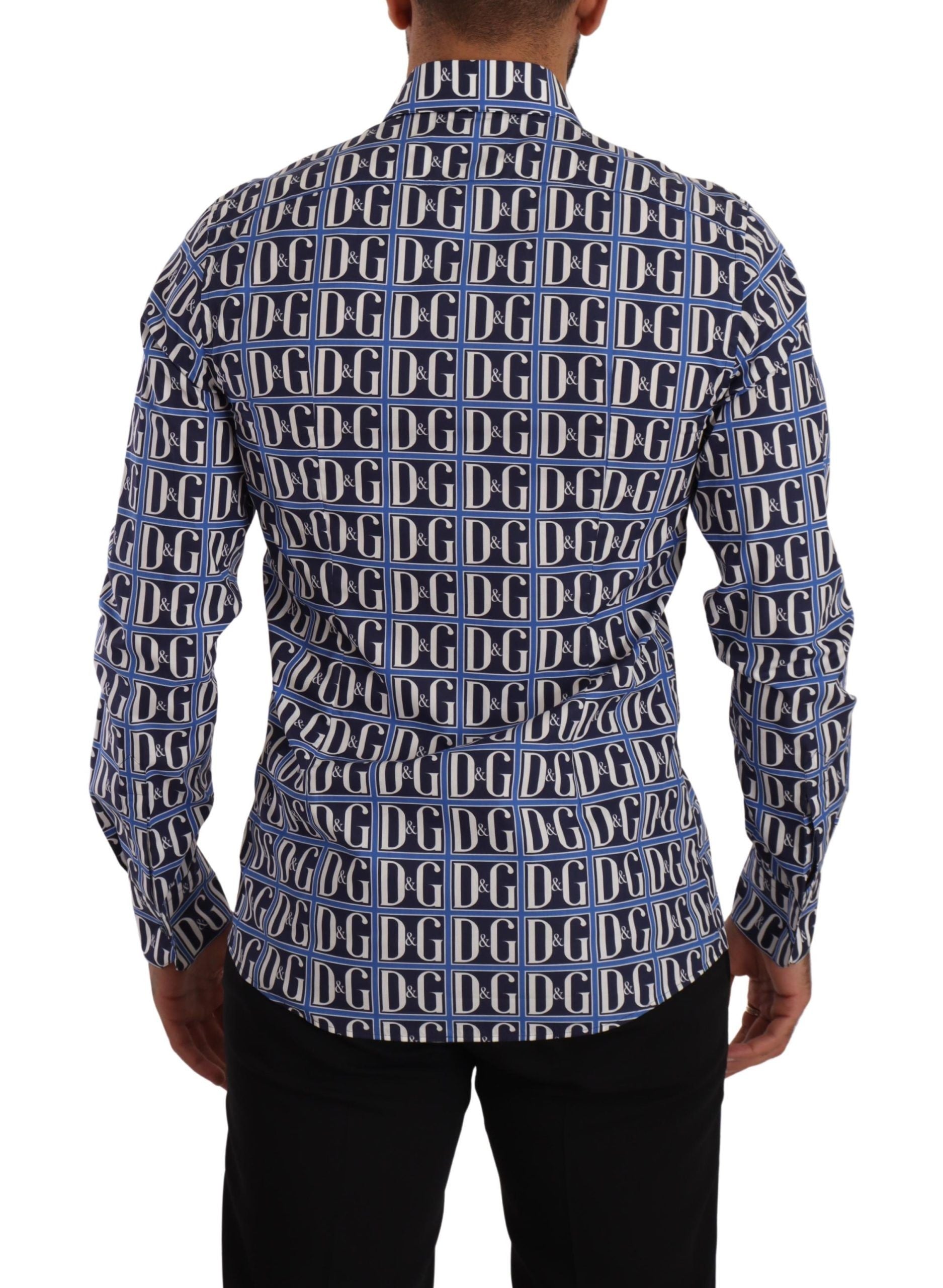 Dolce & Gabbana Slim Fit синя памучна риза с лого