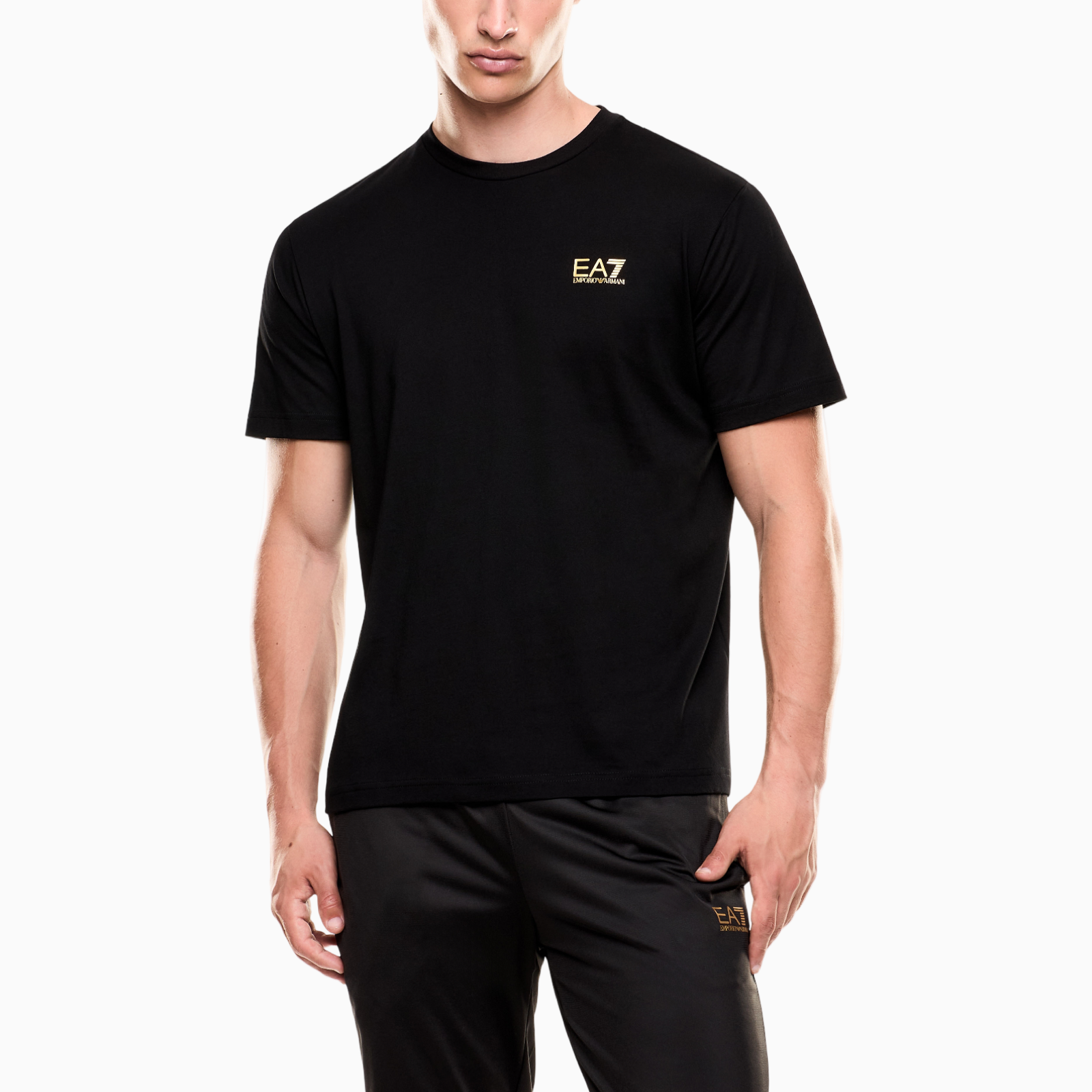 Мъжка черна тениска EA7 Emporio Armani Men T-shirt 7M000567 AF10375 MC004 Front View