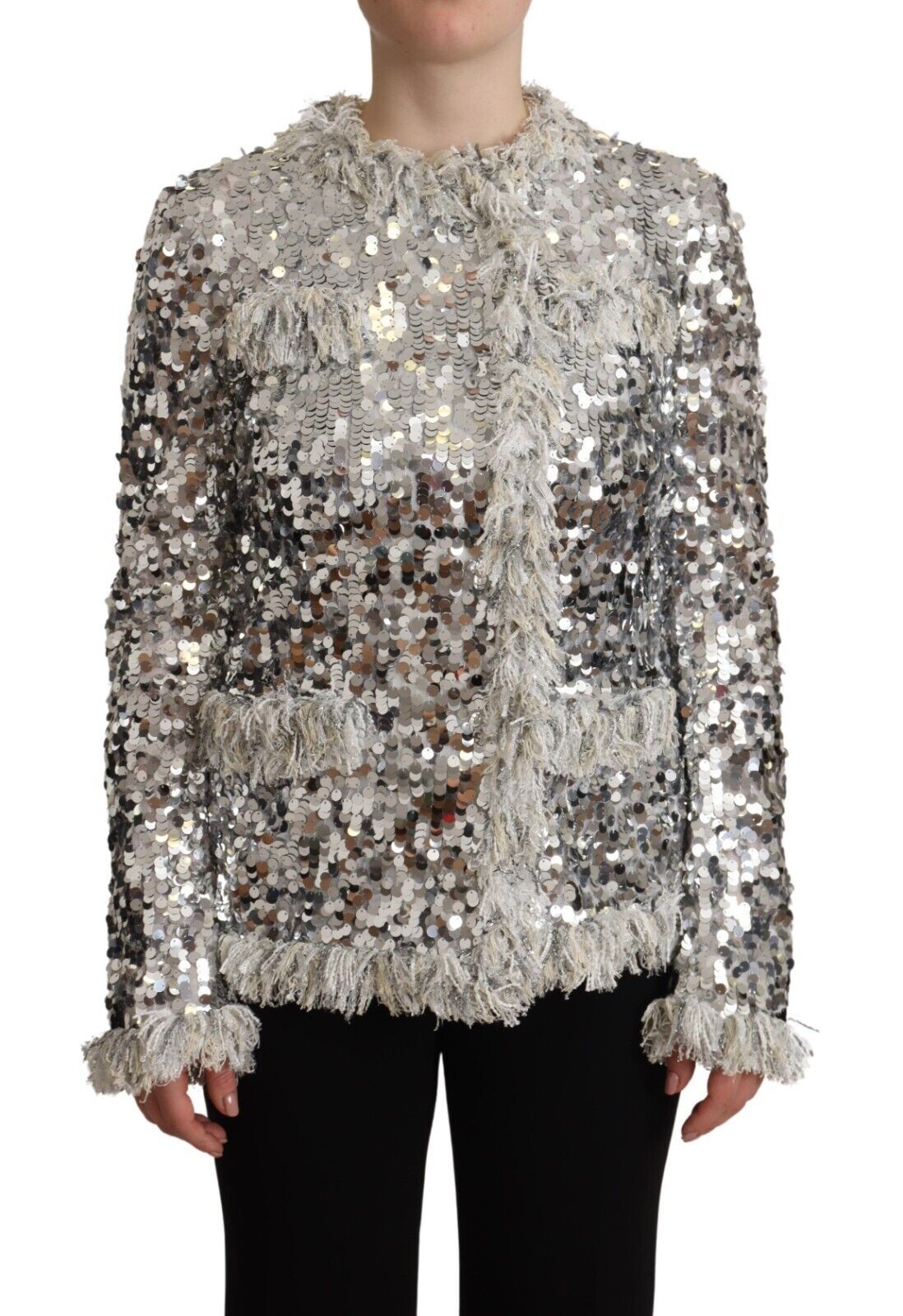 Dolce & Gabbana Chic сребристо яке с пайети