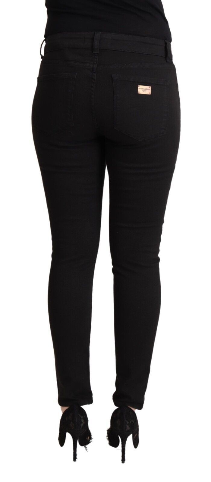 Dolce & Gabbana Chic Slim Fit черни дънки от деним