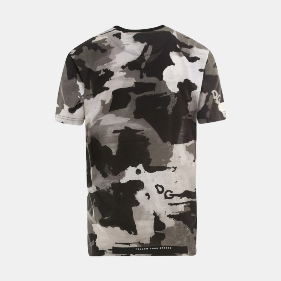 Мъжка тениска Dolce & Gabbana Black White Camouflage Round Neck T-shirt