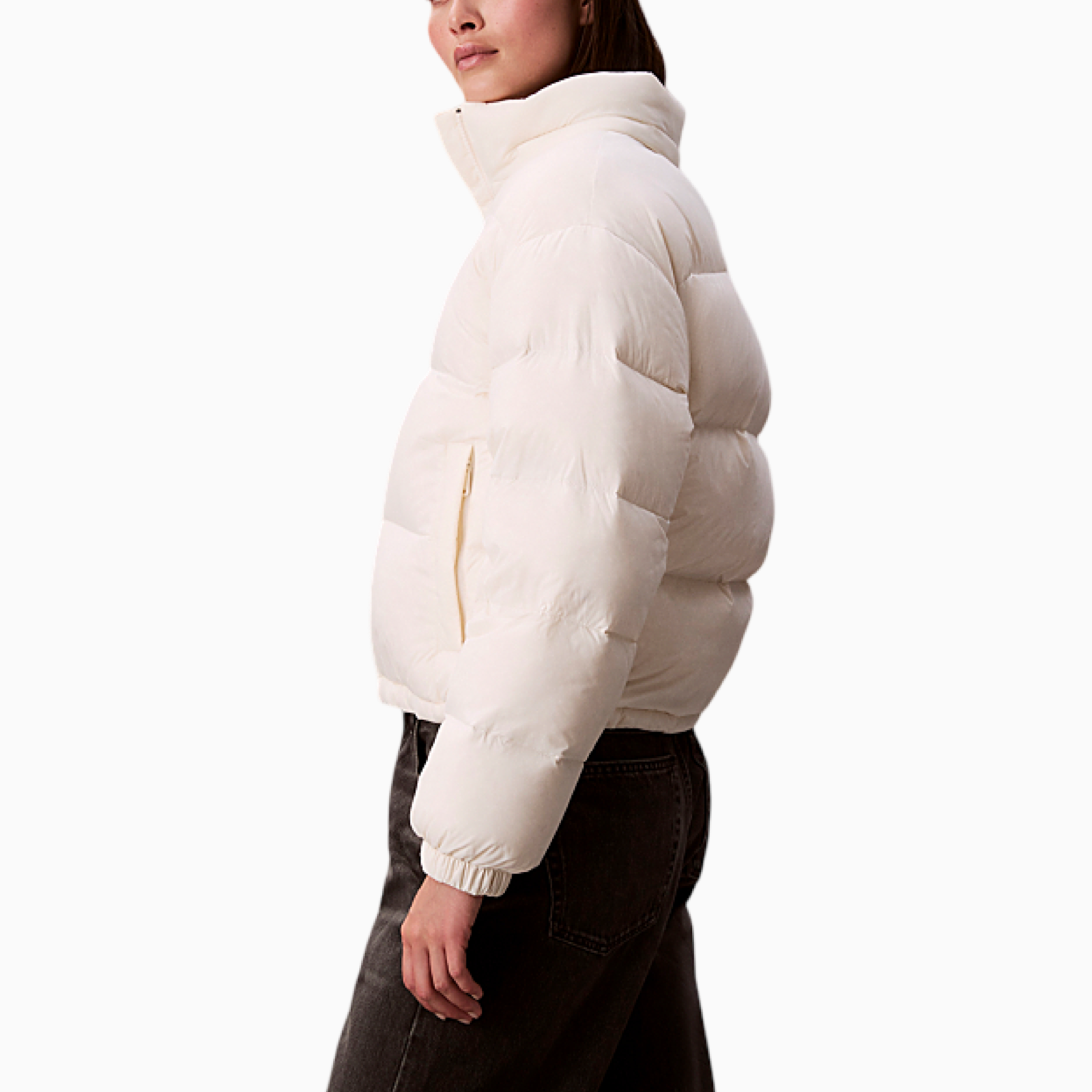 Дамско бяло пухено яке Calvin Klein Jeans Women Jacket LV047D501G Side View