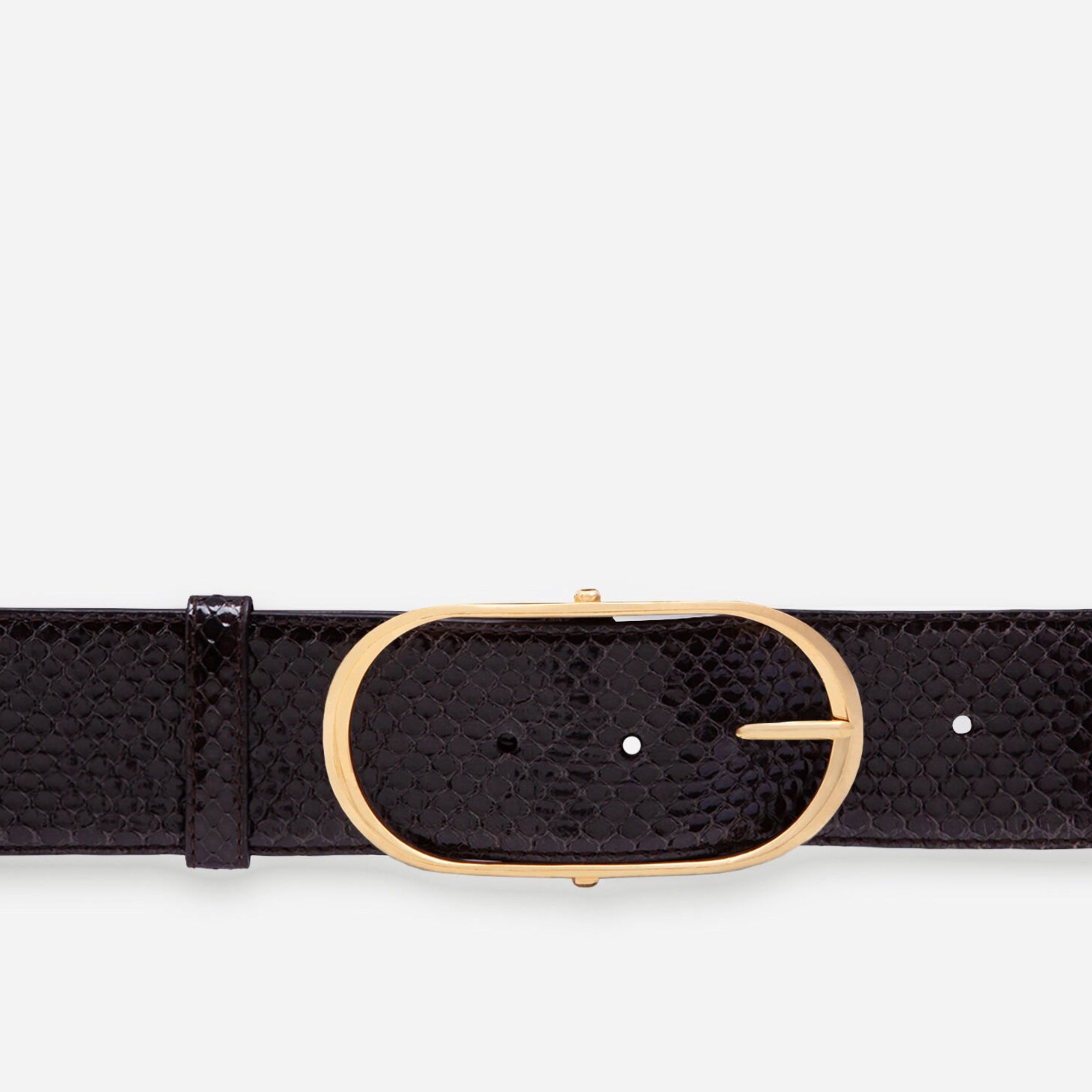 Дамски колан от питон в кафяво DOLCE & GABBANA Women’s Python Leather Belt with Gold Buckle