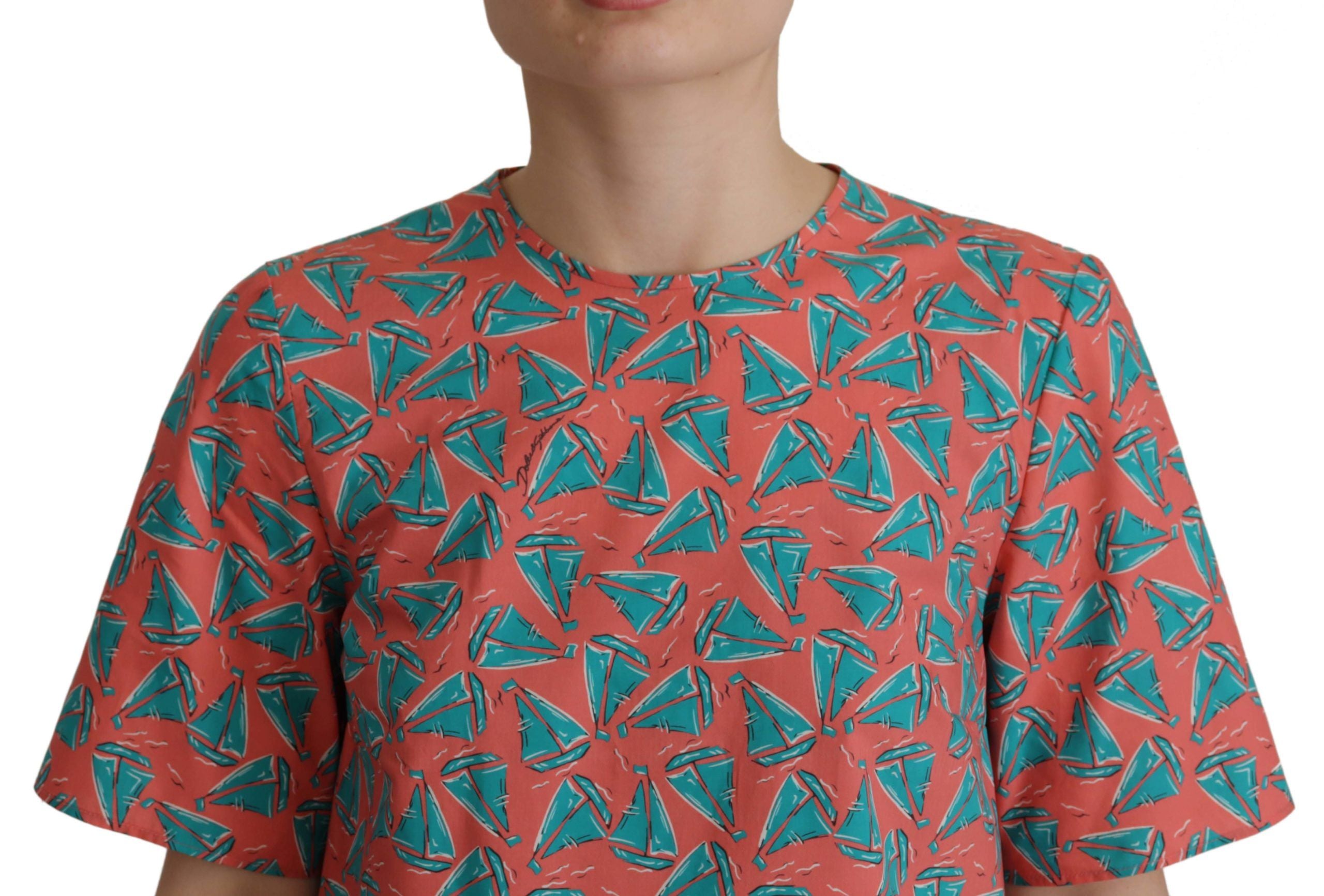 Памучно горнище Dolce & Gabbana Chic Pink Sailboat Print