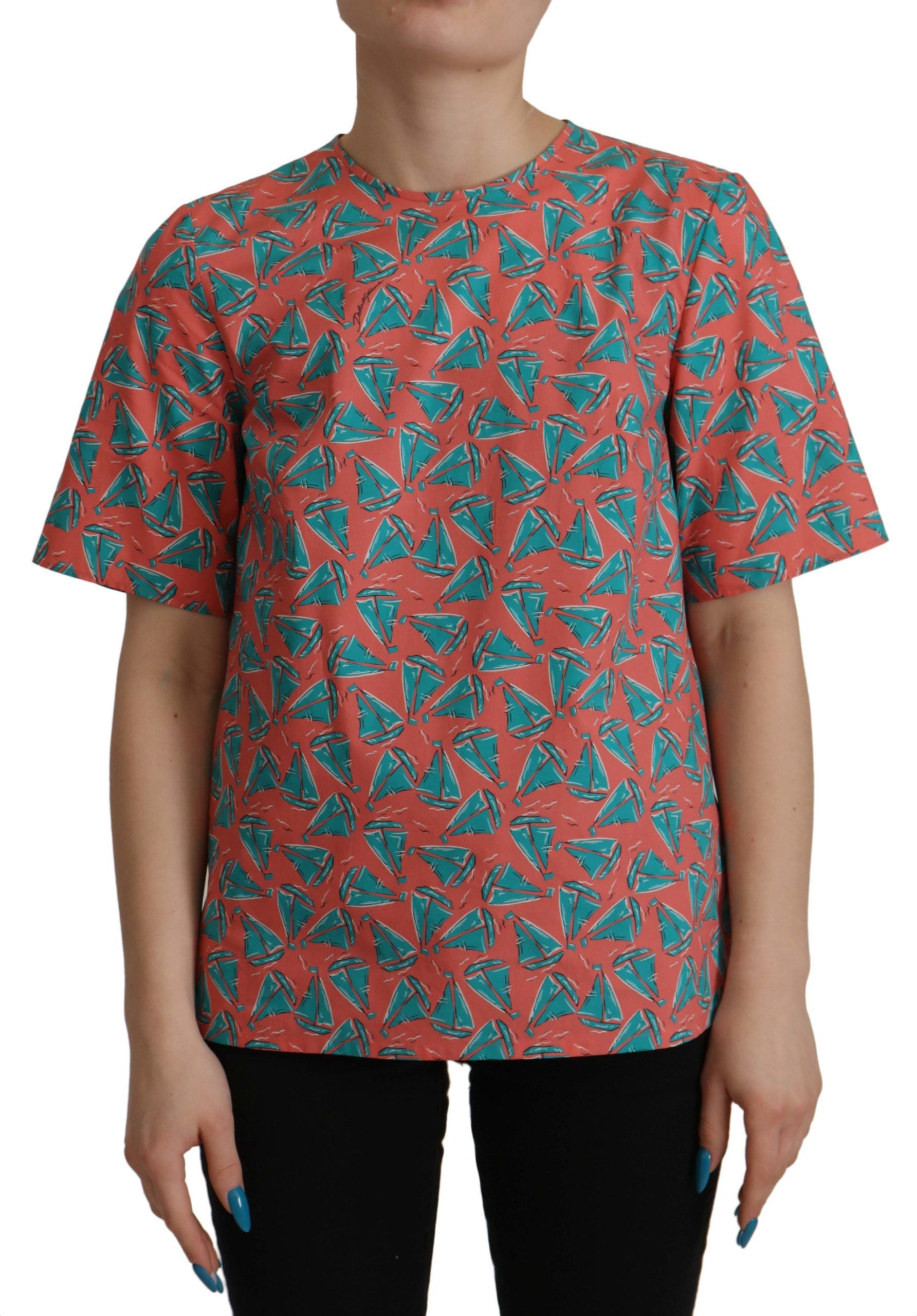 Памучно горнище Dolce & Gabbana Chic Pink Sailboat Print