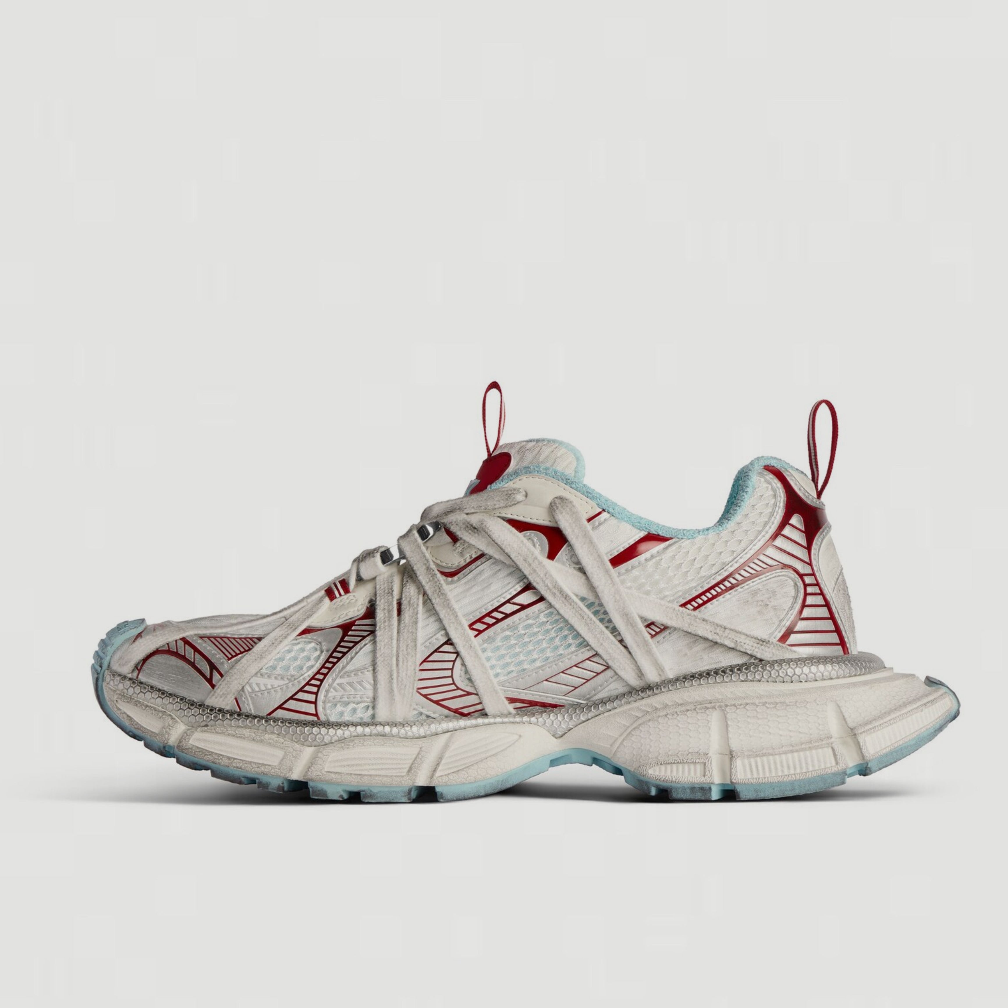 Men’s Balenciaga 3XL Extreme sneakers in White/Red/Turquoise/Grey 825601W3XCH1614 lateral view 2