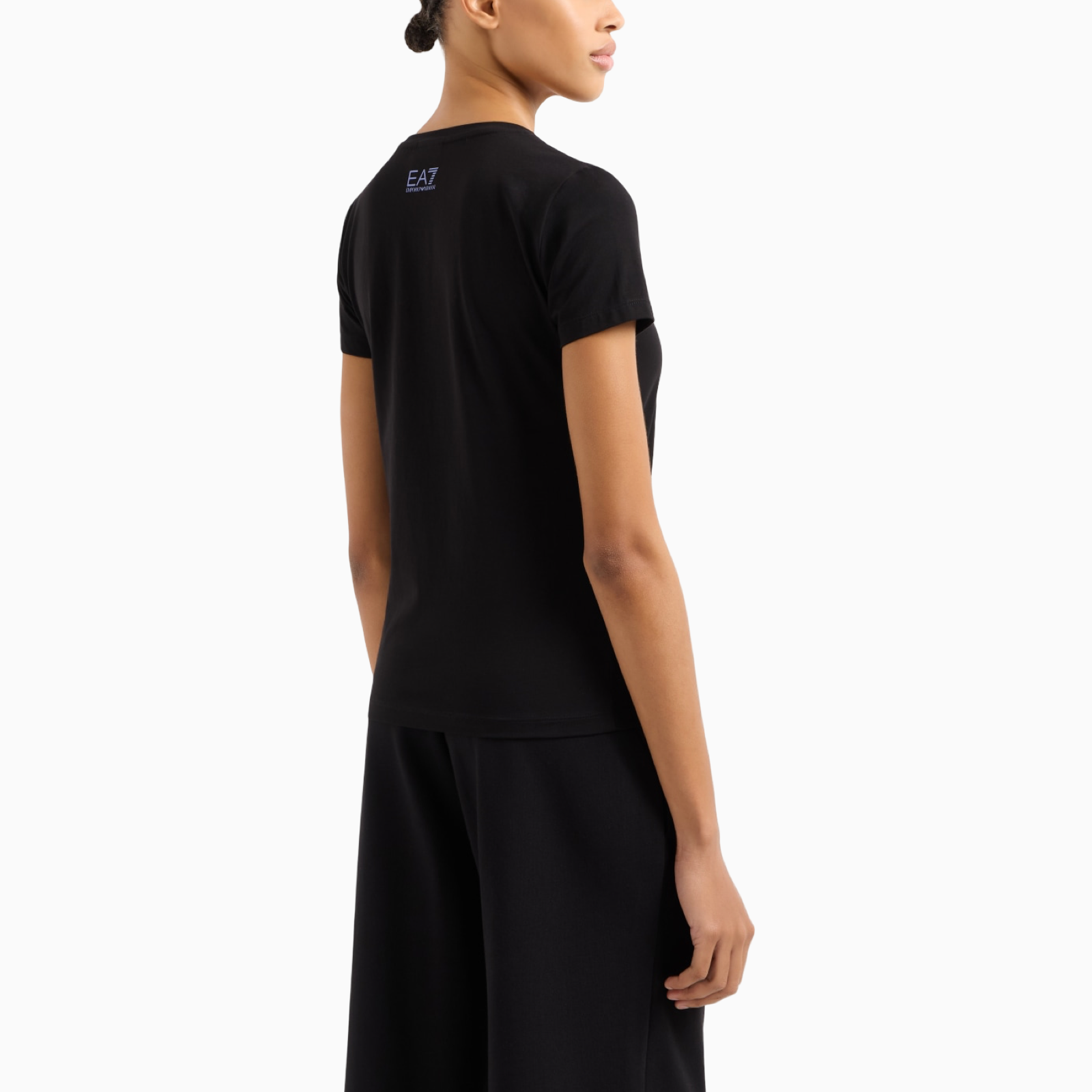 Дамска черна тениска EA7 Emporio Armani Women T-shirt 7W000183 AF10373 Back View