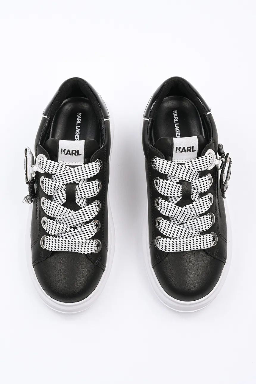 Дамски кецове от естествена кожа в черно колекция пролет/лято 2025 Women’s leather sneakers Karl Lagerfeld KAPRI KL62576T 000 Black