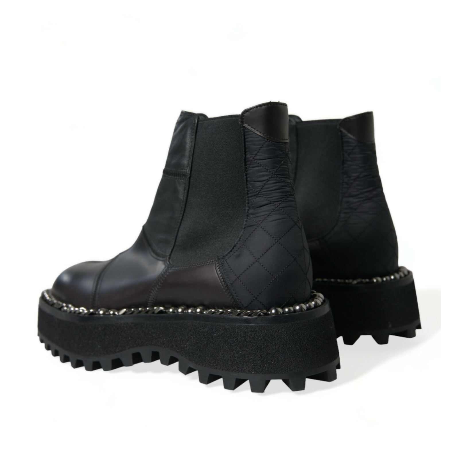 Dolce & Gabbana Chain Embellished Men Boots Heel View
