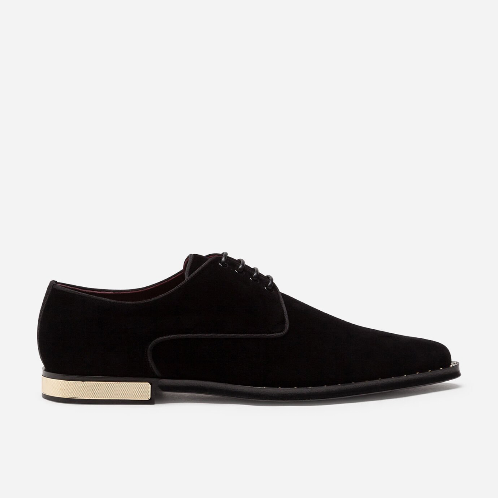 Мъжки официални обувки Dolce & Gabbana Black Velvet Derby Men Formal Shoes A10464 A6808