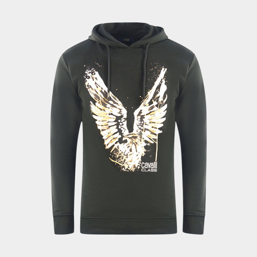 Мъжки черен суичър худи Men’s sweatshirt Cavalli Class RXT65D CF062 05051 front view