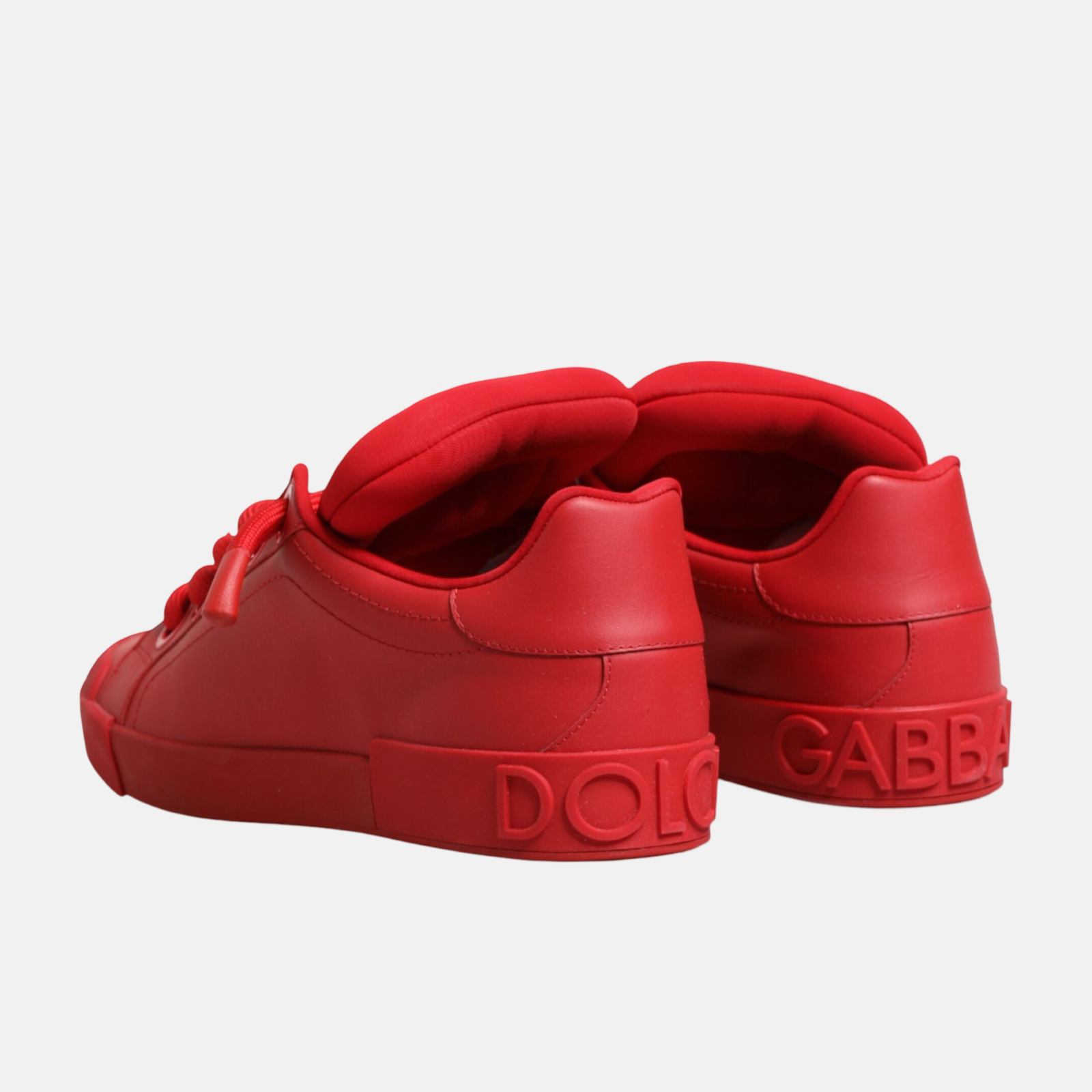 Dolce & Gabbana Red Portofino Men Sneakers Heel View