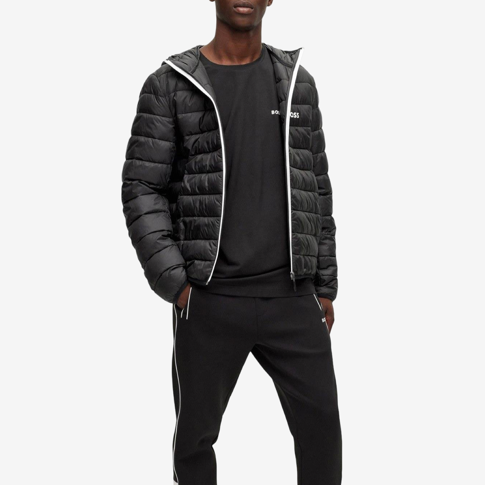 Мъжко зимно черно яке Boss Men Jacket 50472472 Front View