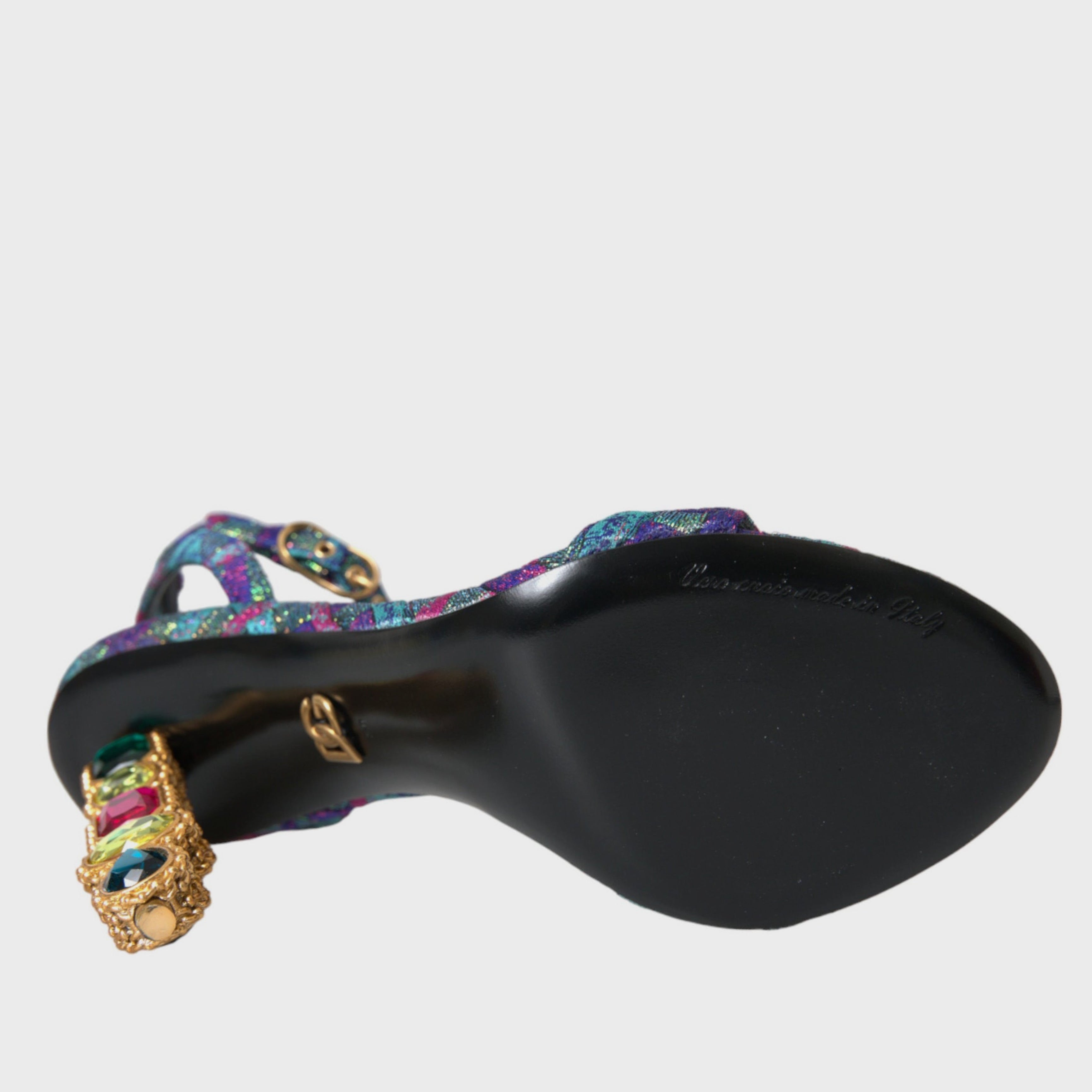 Дамски луксозни многоцветни сандали на висок ток DOLCE & GABBANA Women’s Multicolor Jacquard Crystals Sandals