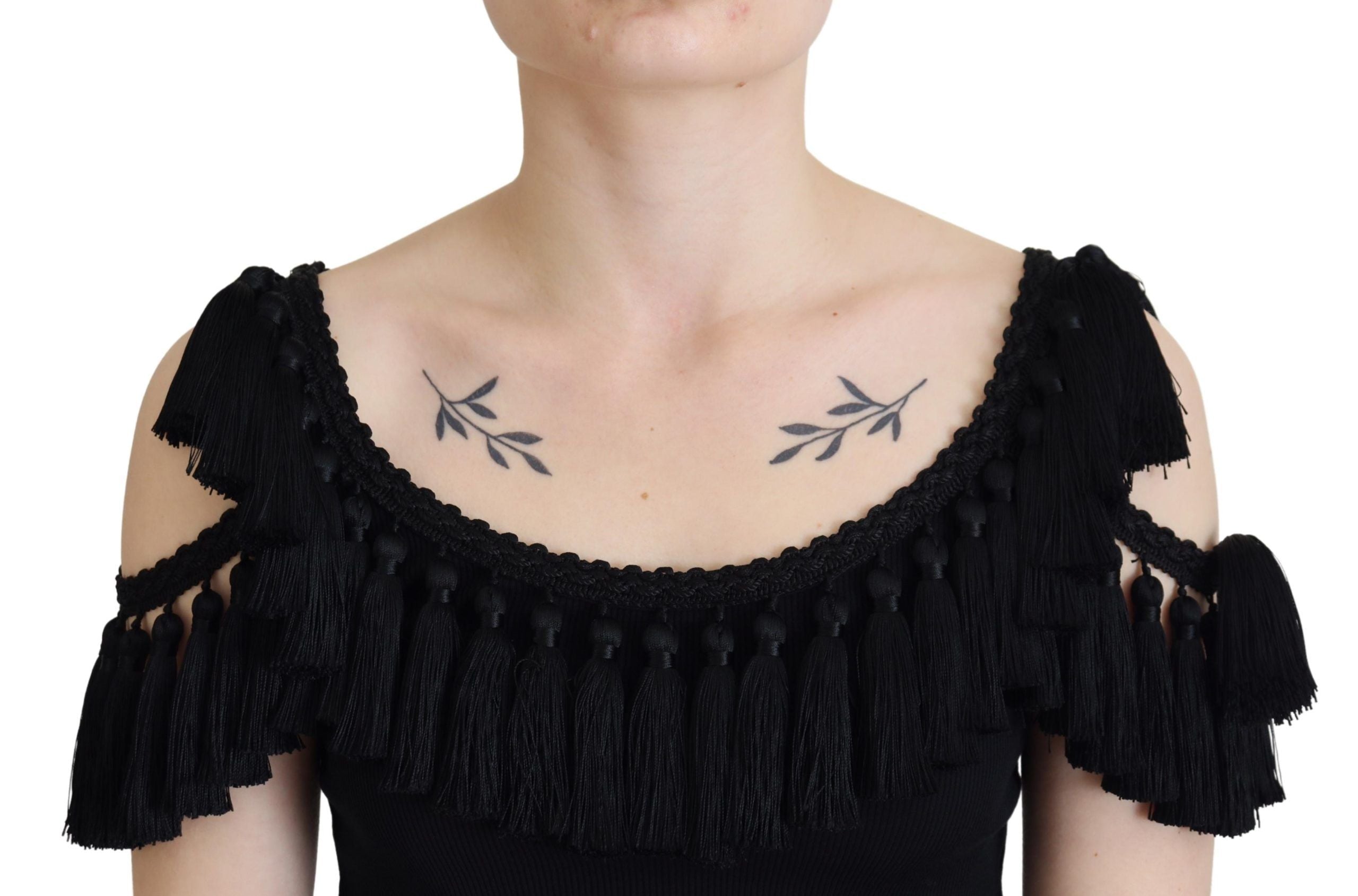 Елегантна черна памучна блуза потник Dolce & Gabbana