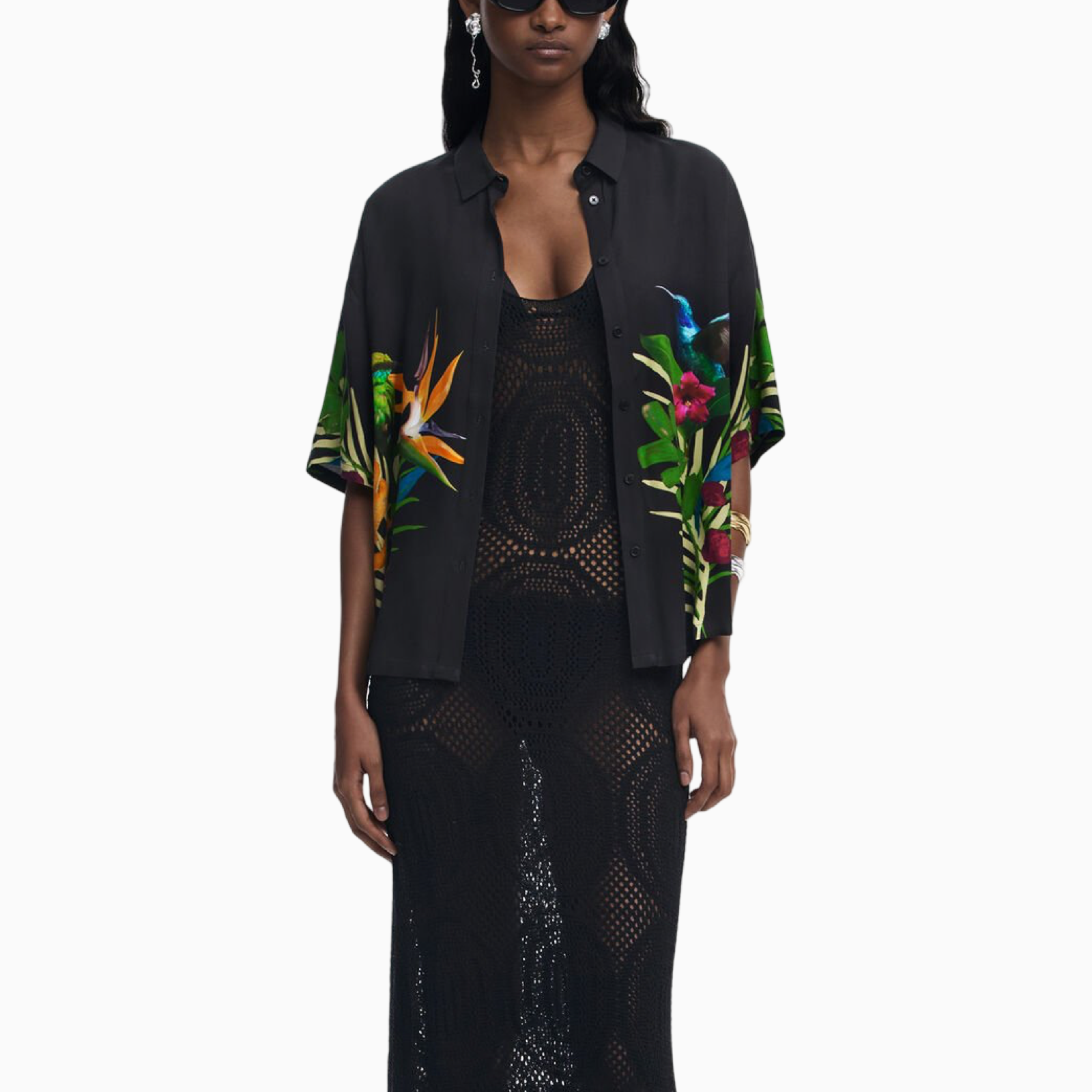 Дамска черна лятна риза Desigual 25SWCW39