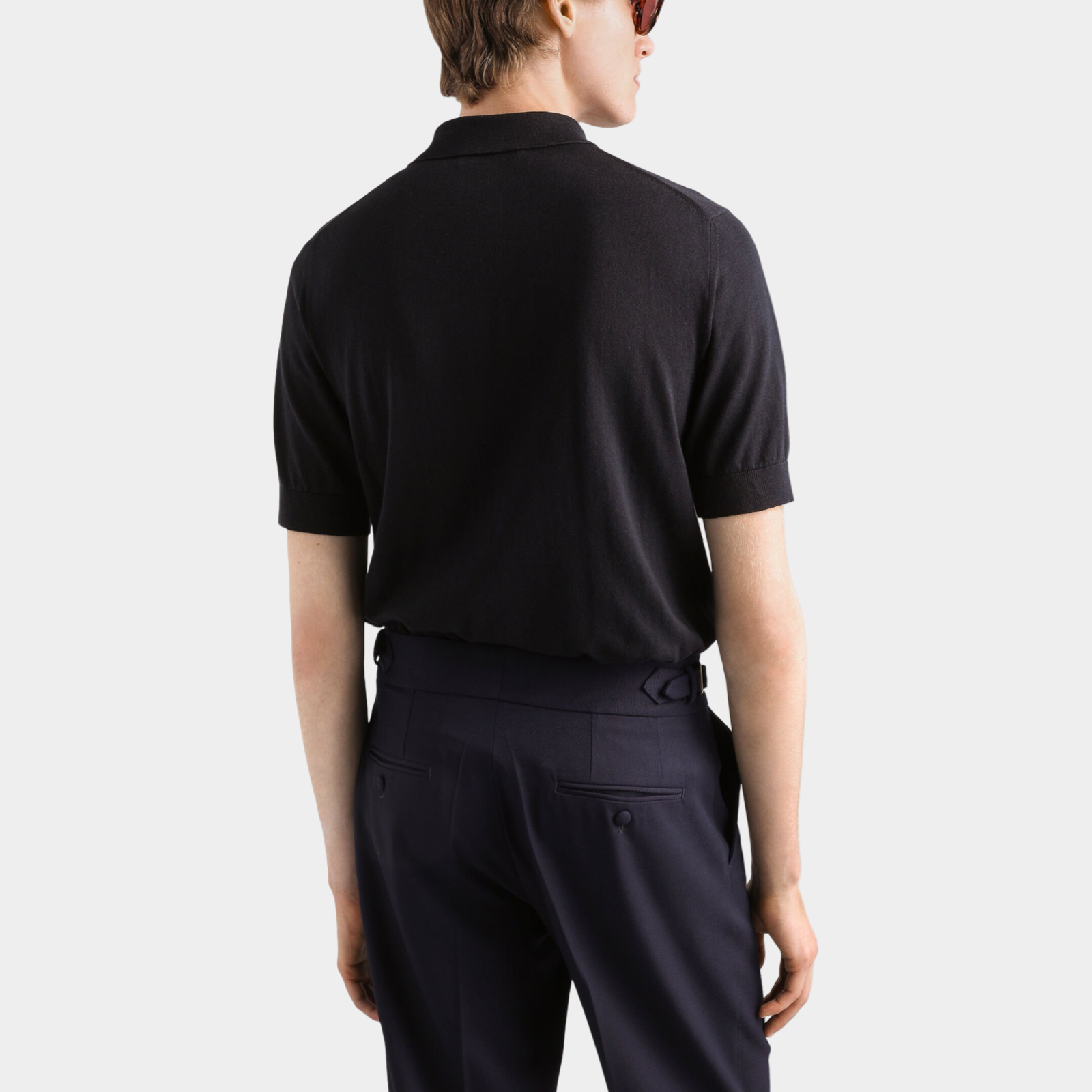 Dolce & Gabbana Black Cotton Polo Shirt GXZ02ZJBCIUN0000 Back View