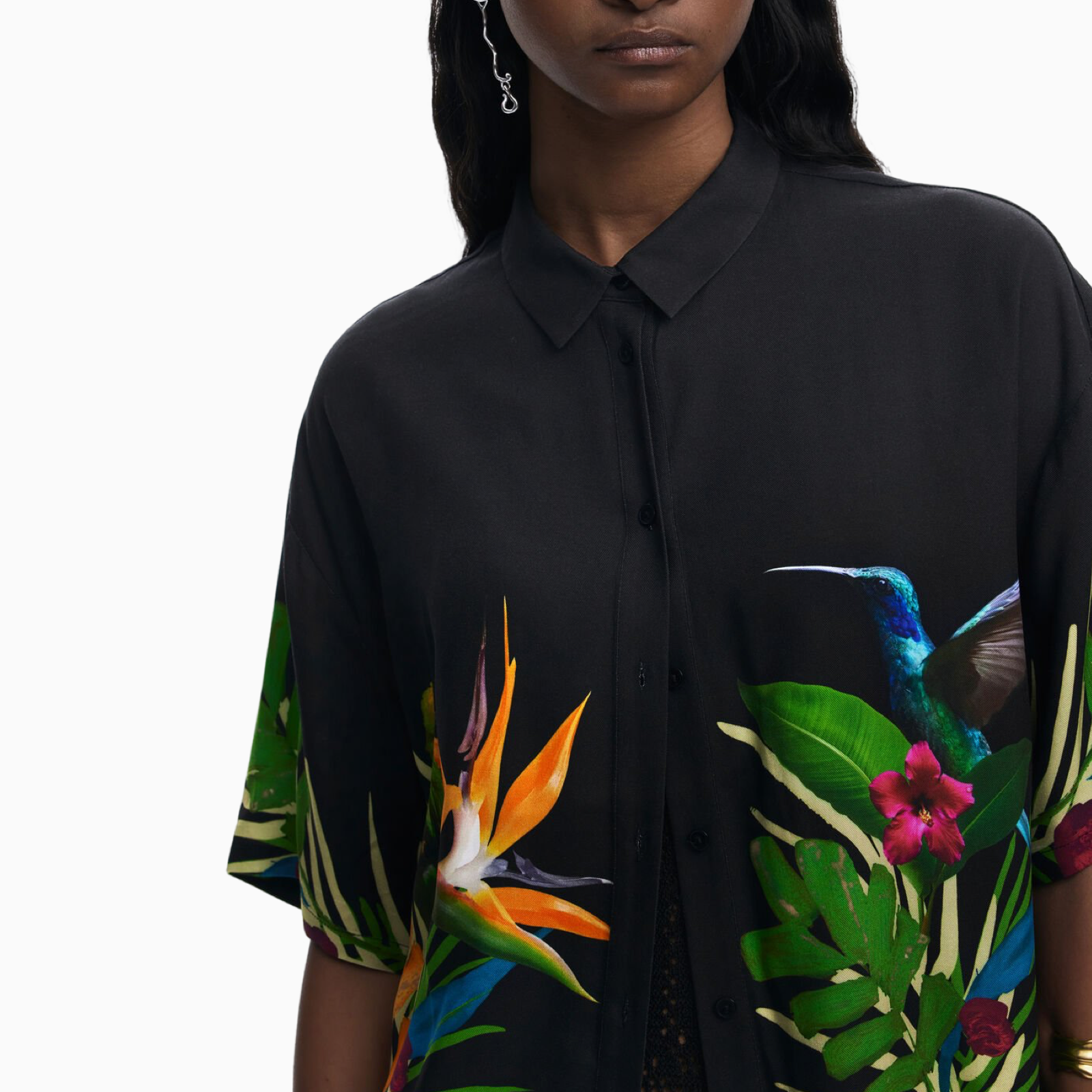 Дамска черна лятна риза Desigual 25SWCW39