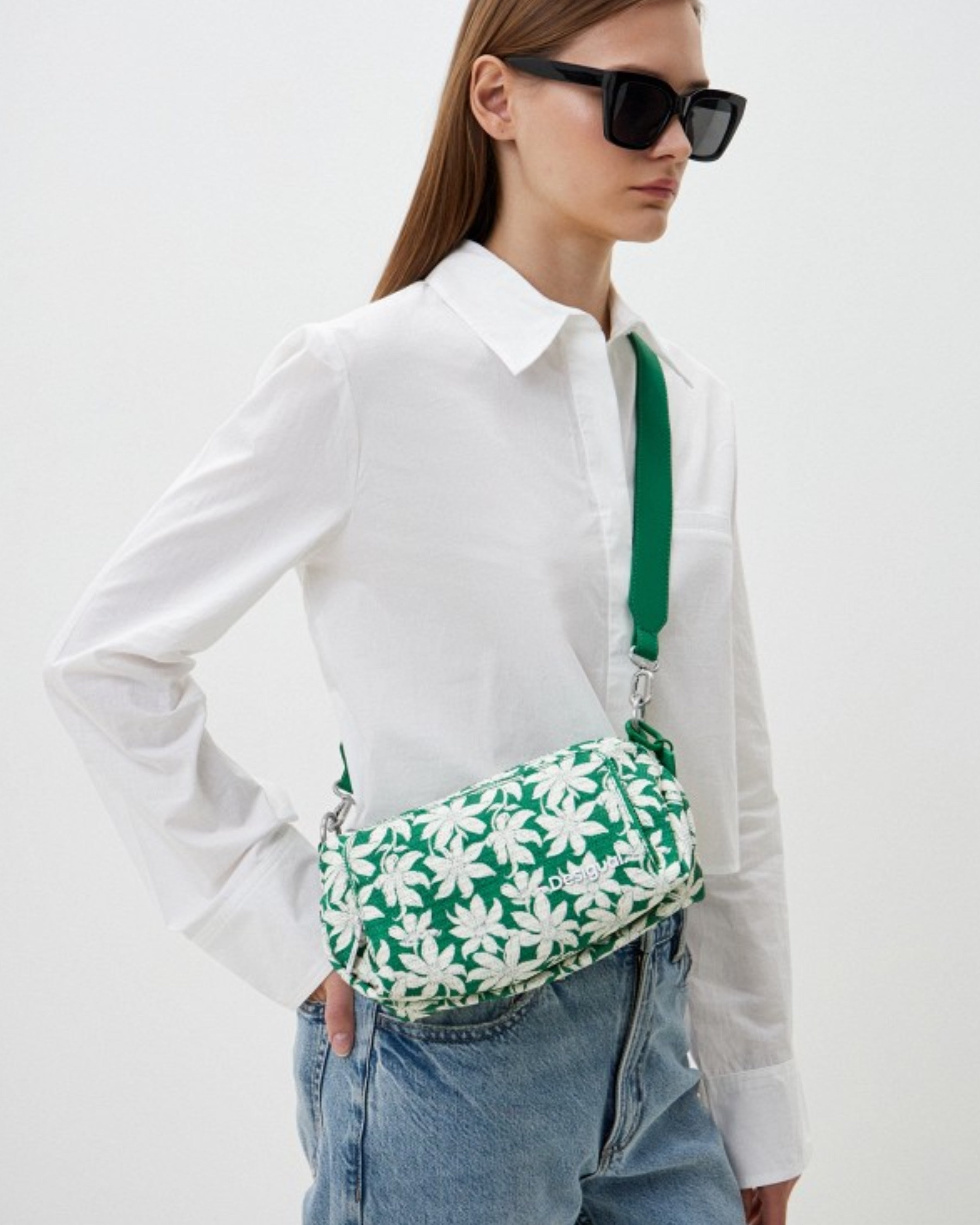 Дамска кросбоди чанта Desigual Women’s S textured floral crossbody bag Desigual 24SAXP174014U Green/White