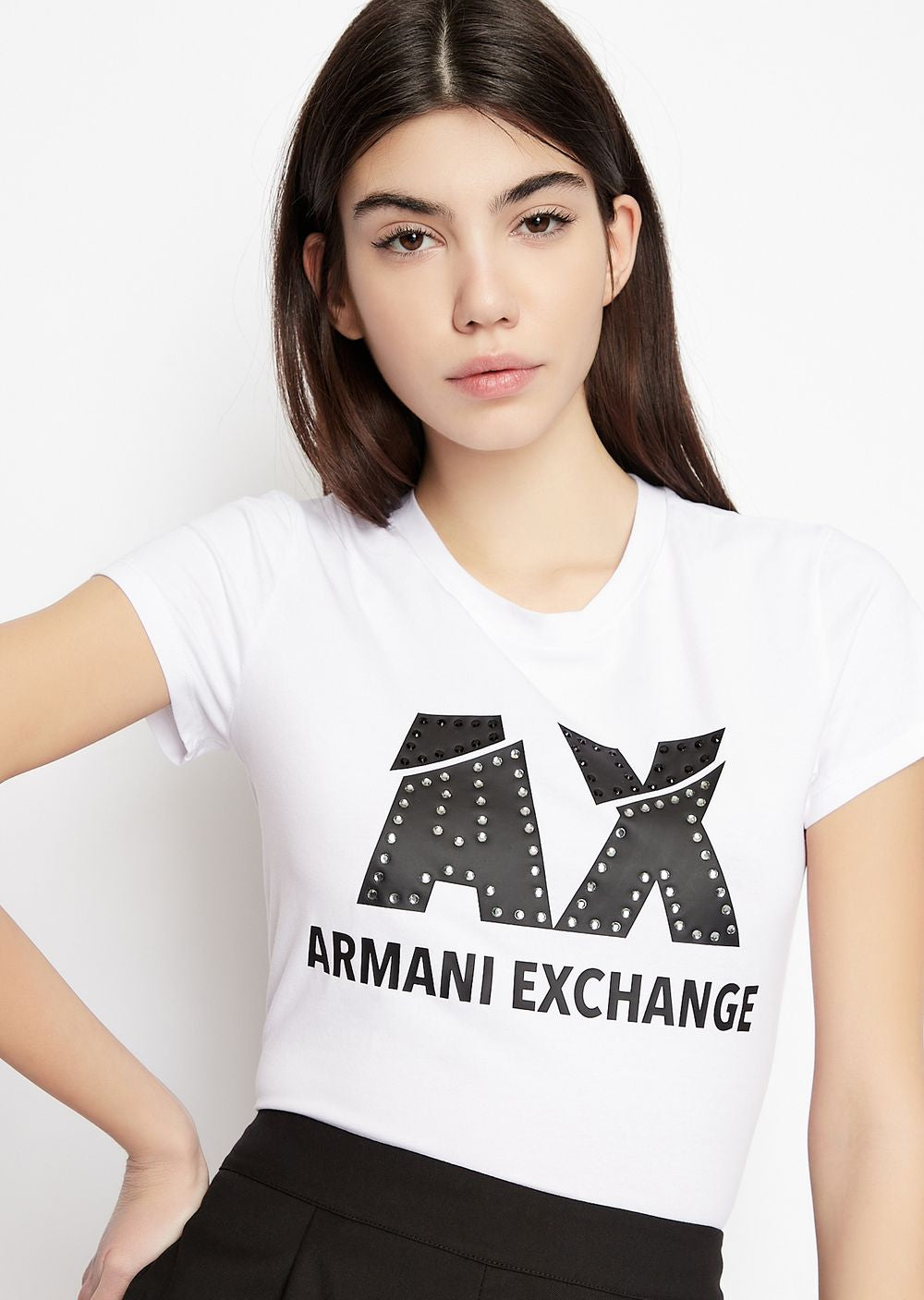 Дамска тениска в бяло с кръгло деколте Armani Exchange 8NYT86 Y8C7Z 11000 нова колекция