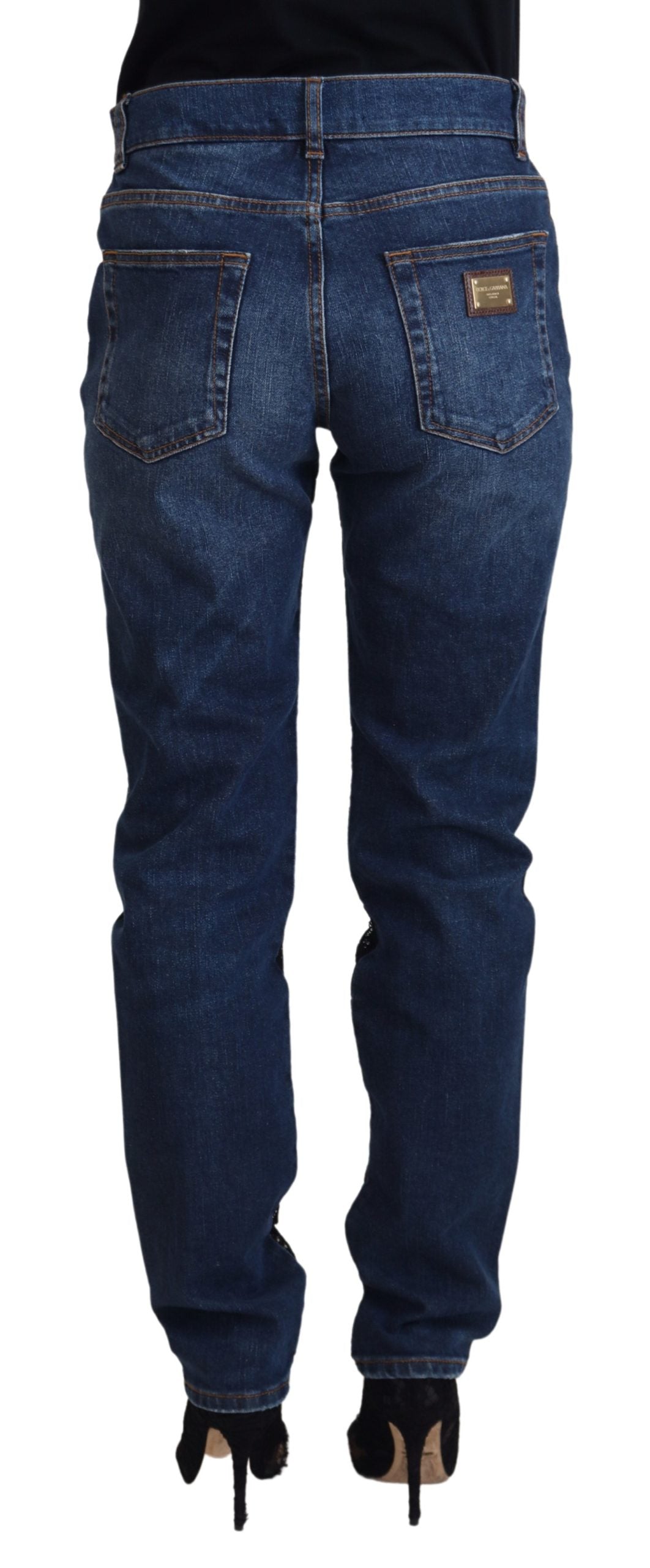 Dolce & Gabbana Елегантен деним с дантелена предна част на цветя