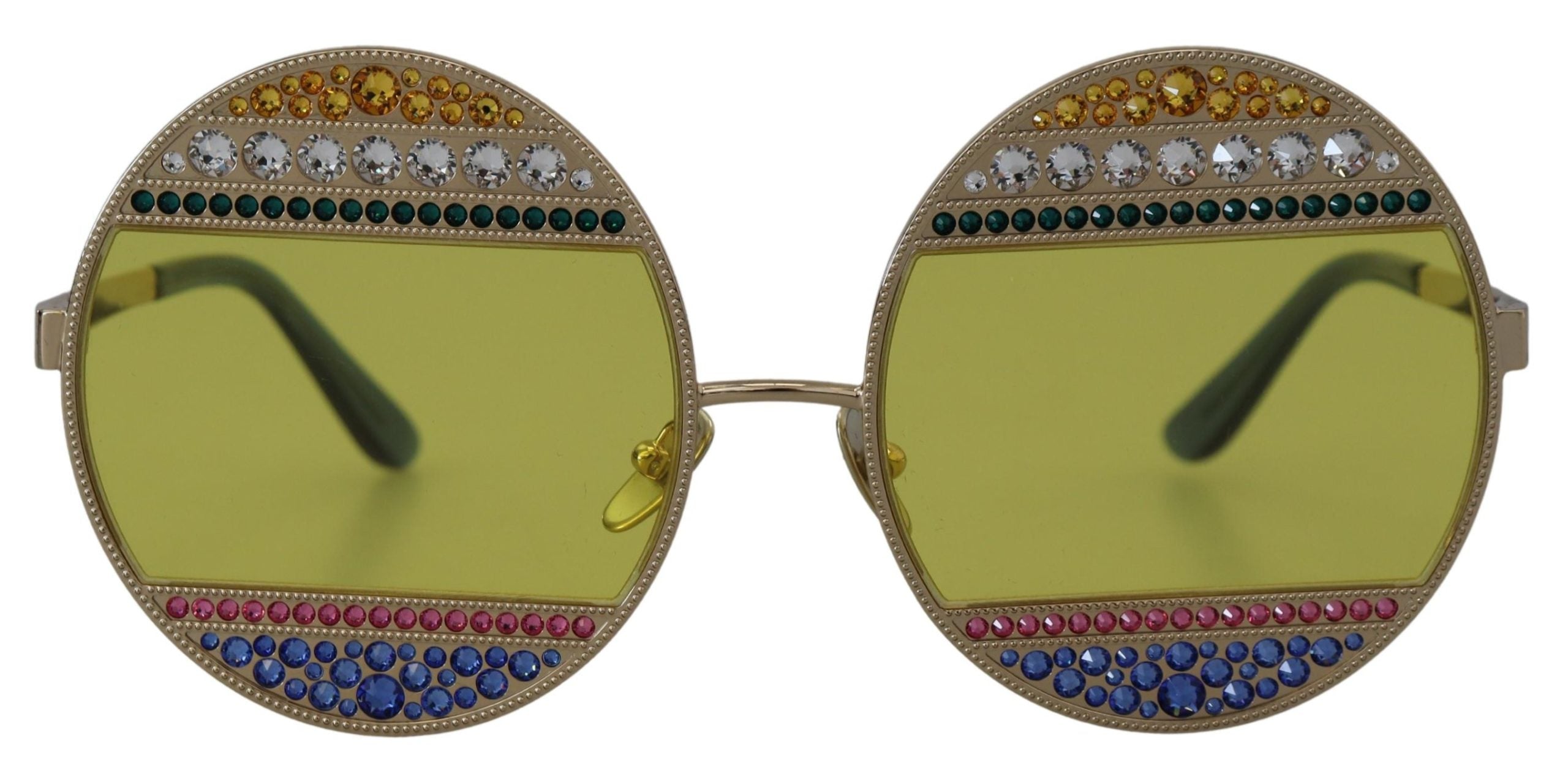 Dolce & Gabbana Crystal Embellished Gold Овални слънчеви очила