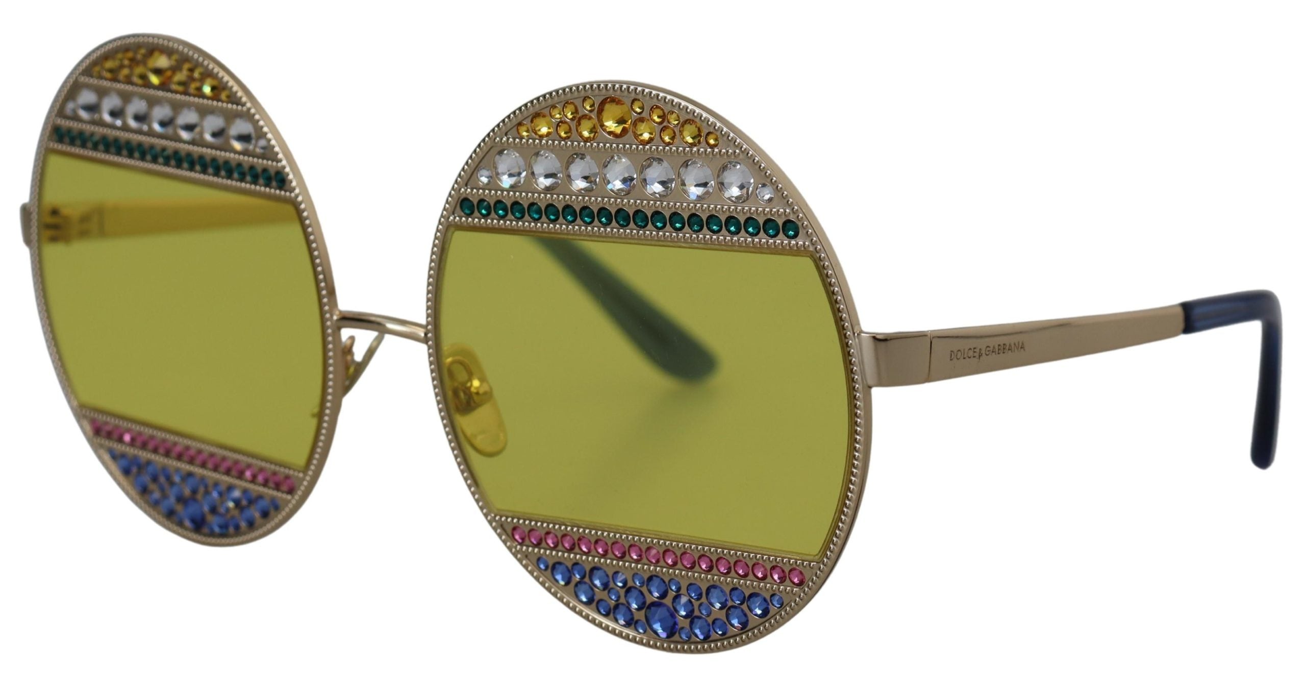 Dolce & Gabbana Crystal Embellished Gold Овални слънчеви очила