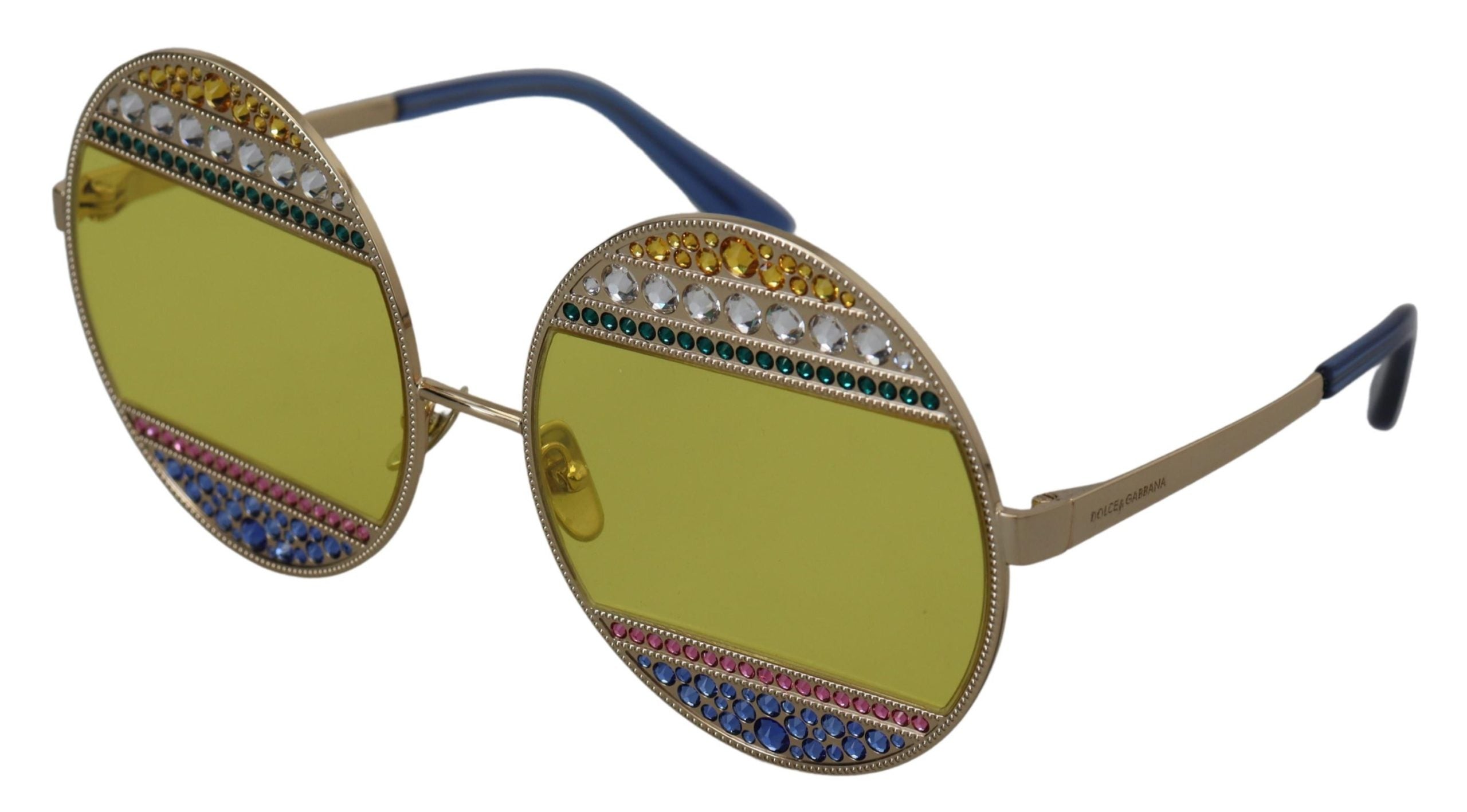 Dolce & Gabbana Crystal Embellished Gold Овални слънчеви очила