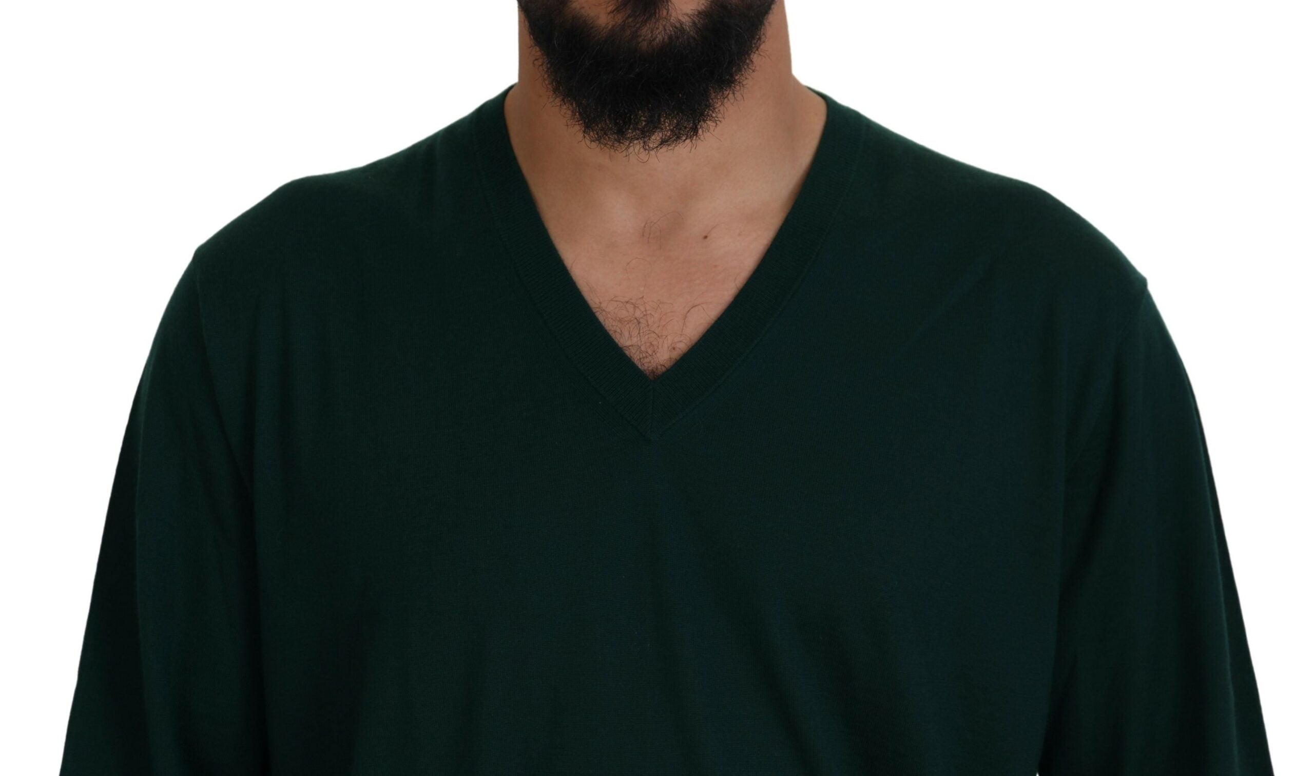 Елегантен зелен кашмирен пуловер с V-образно деколте Dolce & Gabbana