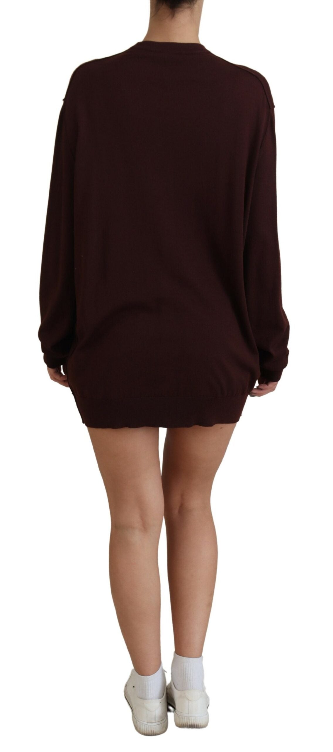 Dolce & Gabbana Chic Maroon вълнена жилетка с V-образно деколте