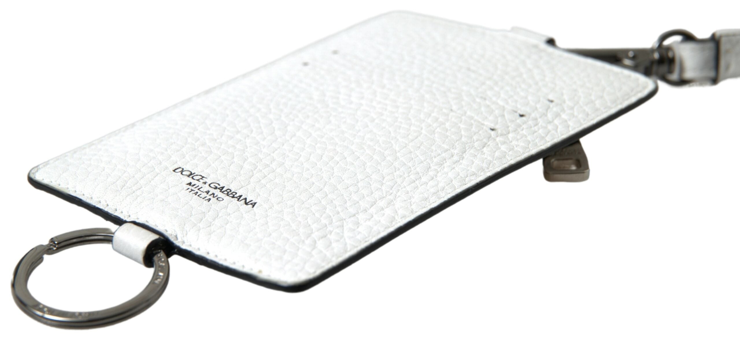 Dolce & Gabbana Елегантен бял кожен ремък за картодържател